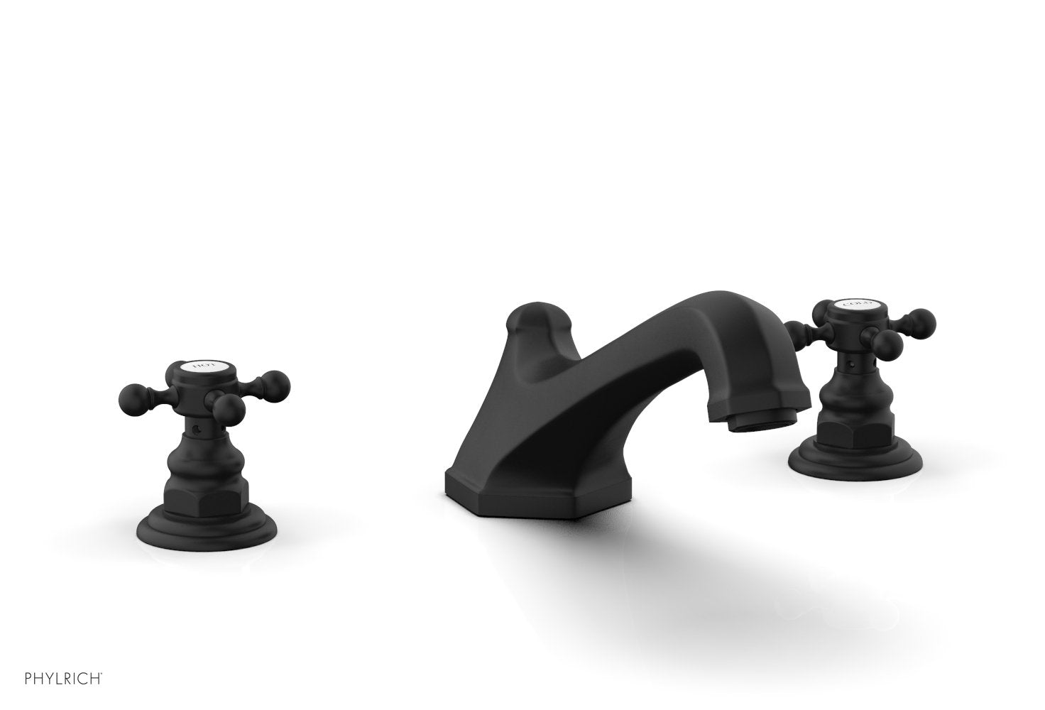 5-3/8" - Matte Black - HEX TRADITIONAL Deck Tub Set 500-40 by Phylrich - New York Hardware