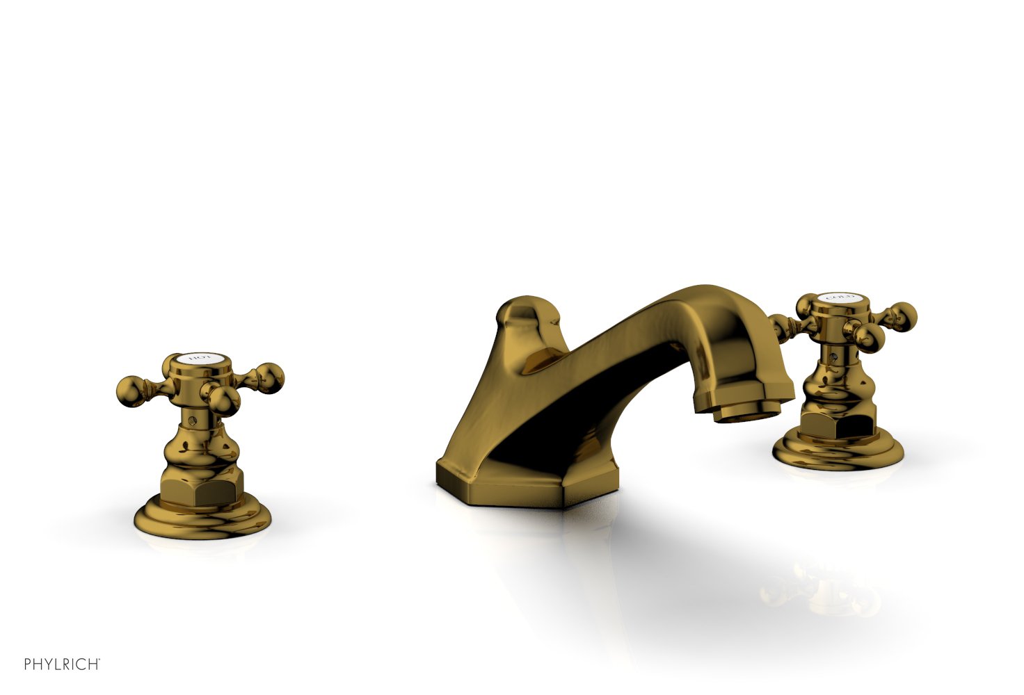 5-3/8" - French Brass - HEX TRADITIONAL Deck Tub Set 500-40 by Phylrich - New York Hardware