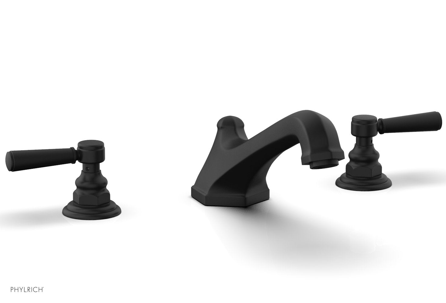 5-3/8" - Matte Black - HEX TRADITIONAL Deck Tub Set 500-41 by Phylrich - New York Hardware