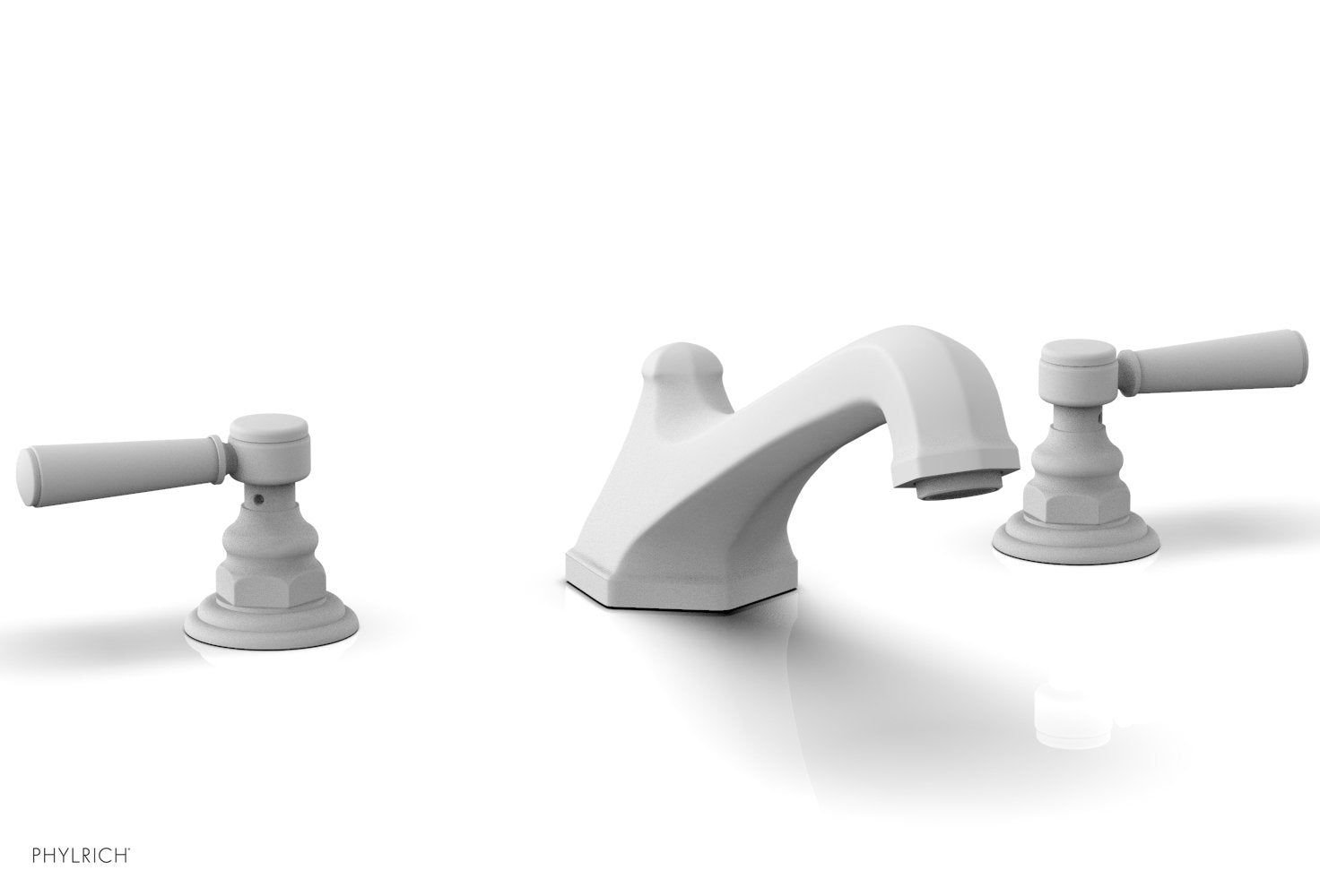 5-3/8" - Satin White - HEX TRADITIONAL Deck Tub Set - Satin White Lever Handles 500-41 by Phylrich - New York Hardware