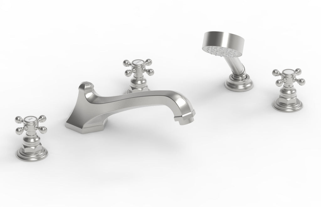 5-3/8" - Satin Chrome - HEX TRADITIONAL Deck Tub Set with Hand Shower 500-48 by Phylrich - New York Hardware