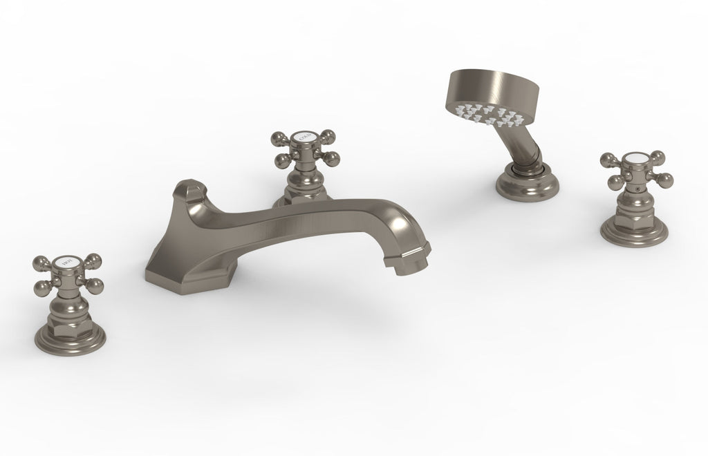 5-3/8" - Pewter - HEX TRADITIONAL Deck Tub Set with Hand Shower 500-48 by Phylrich - New York Hardware