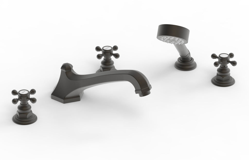 5-3/8" - Oil Rubbed Bronze - HEX TRADITIONAL Deck Tub Set with Hand Shower 500-48 by Phylrich - New York Hardware