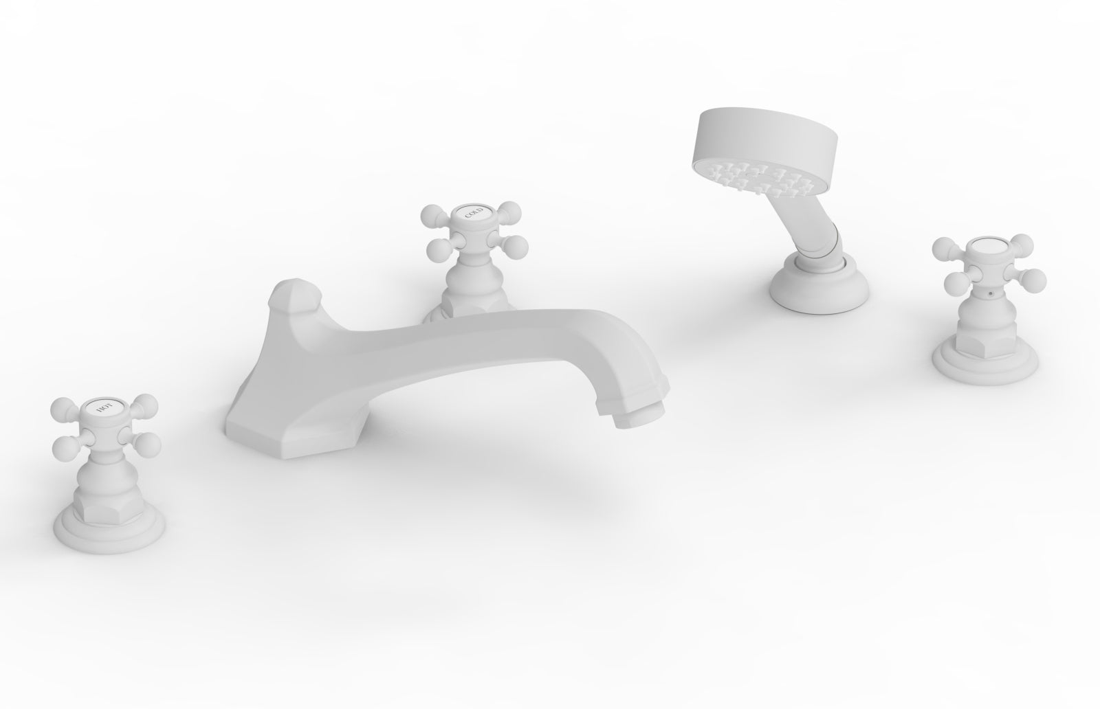 5-3/8" - Satin White - HEX TRADITIONAL Deck Tub Set with Hand Shower 500-48 by Phylrich - New York Hardware