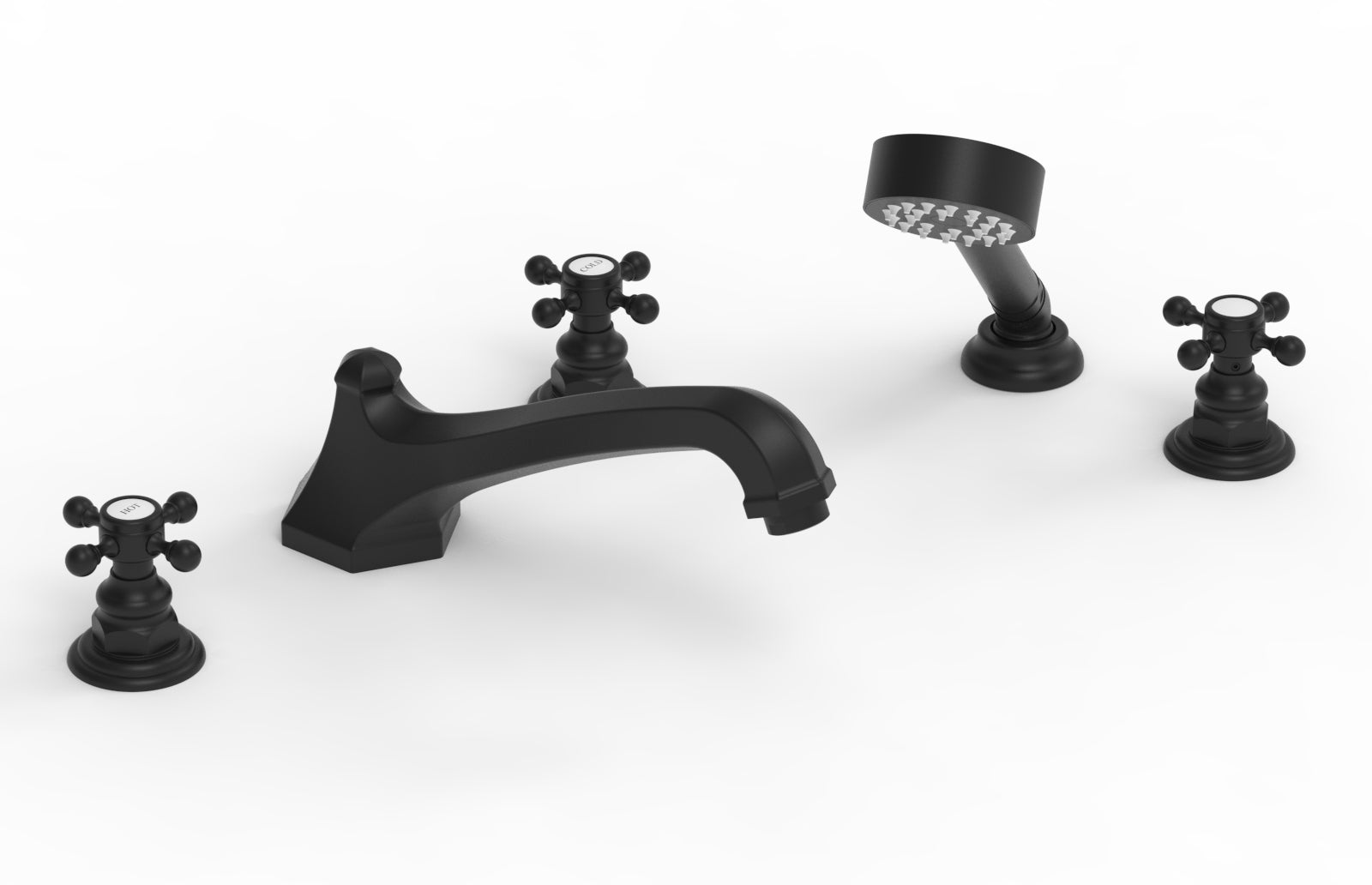 5-3/8" - Satin Nickel - HEX TRADITIONAL Deck Tub Set with Hand Shower 500-48 by Phylrich - New York Hardware