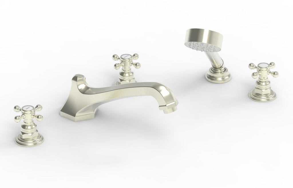 5-3/8" - Polished Brass - HEX TRADITIONAL Deck Tub Set with Hand Shower 500-48 by Phylrich - New York Hardware