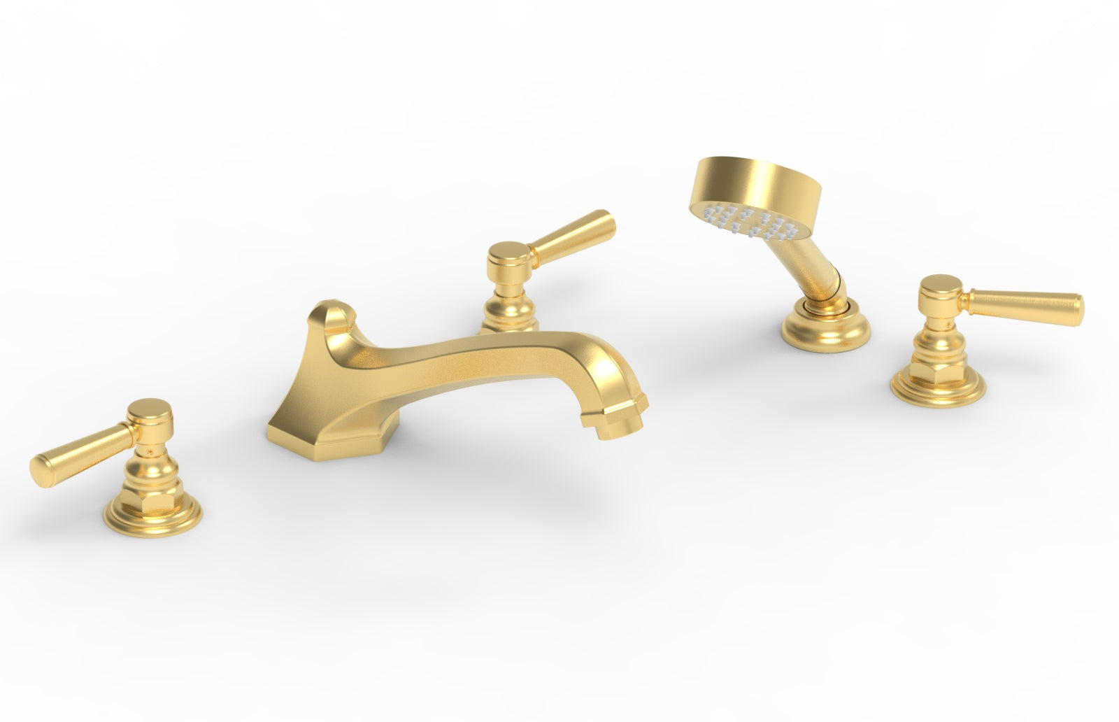 5-1/2" - Burnished Gold - HEX TRADITIONAL Deck Tub Set with Hand Shower 500-49 by Phylrich - New York Hardware