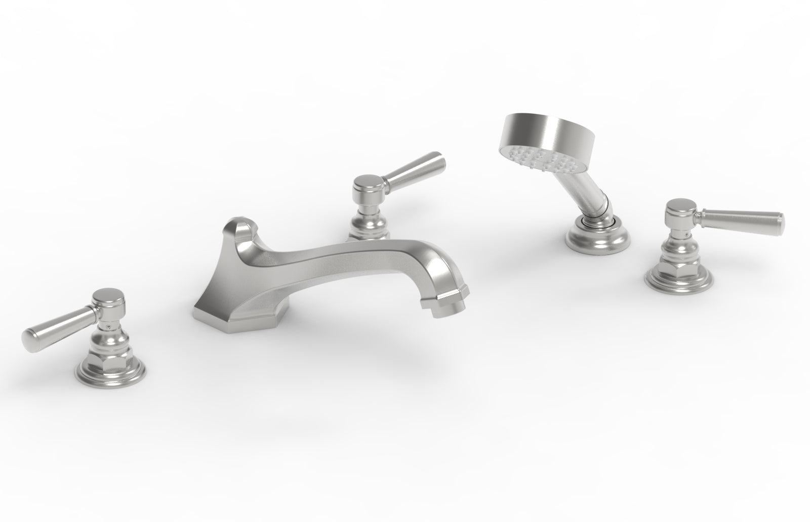 5-1/2" - Satin Chrome - HEX TRADITIONAL Deck Tub Set with Hand Shower 500-49 by Phylrich - New York Hardware