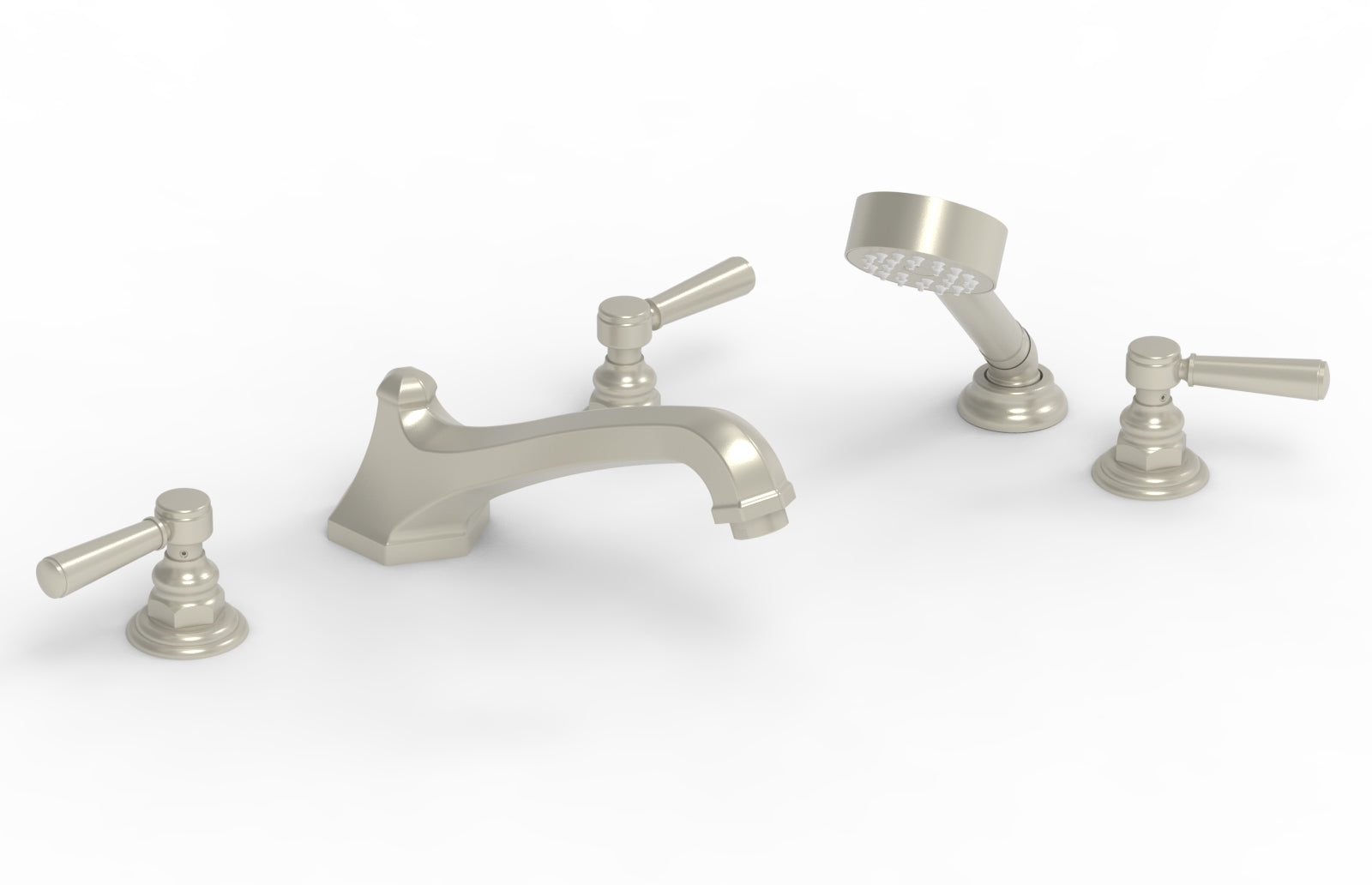 5-1/2" - Burnished Nickel - HEX TRADITIONAL Deck Tub Set with Hand Shower 500-49 by Phylrich - New York Hardware