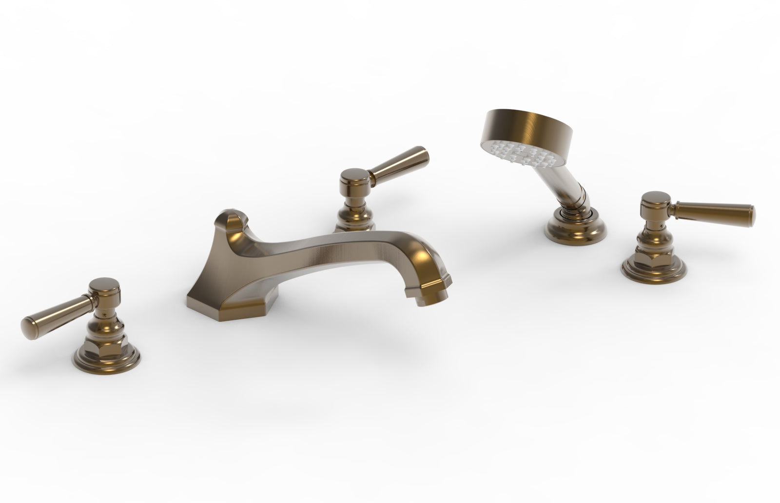 5-1/2" - Antique Brass - HEX TRADITIONAL Deck Tub Set with Hand Shower 500-49 by Phylrich - New York Hardware