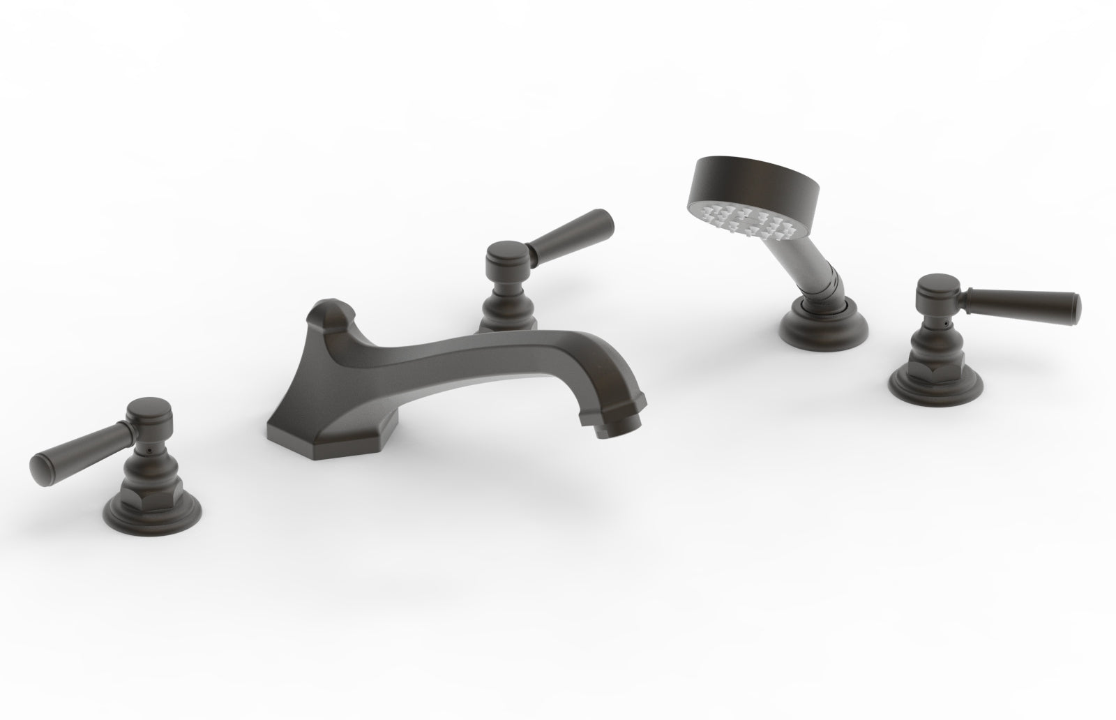 5-1/2" - Oil Rubbed Bronze - HEX TRADITIONAL Deck Tub Set with Hand Shower 500-49 by Phylrich - New York Hardware