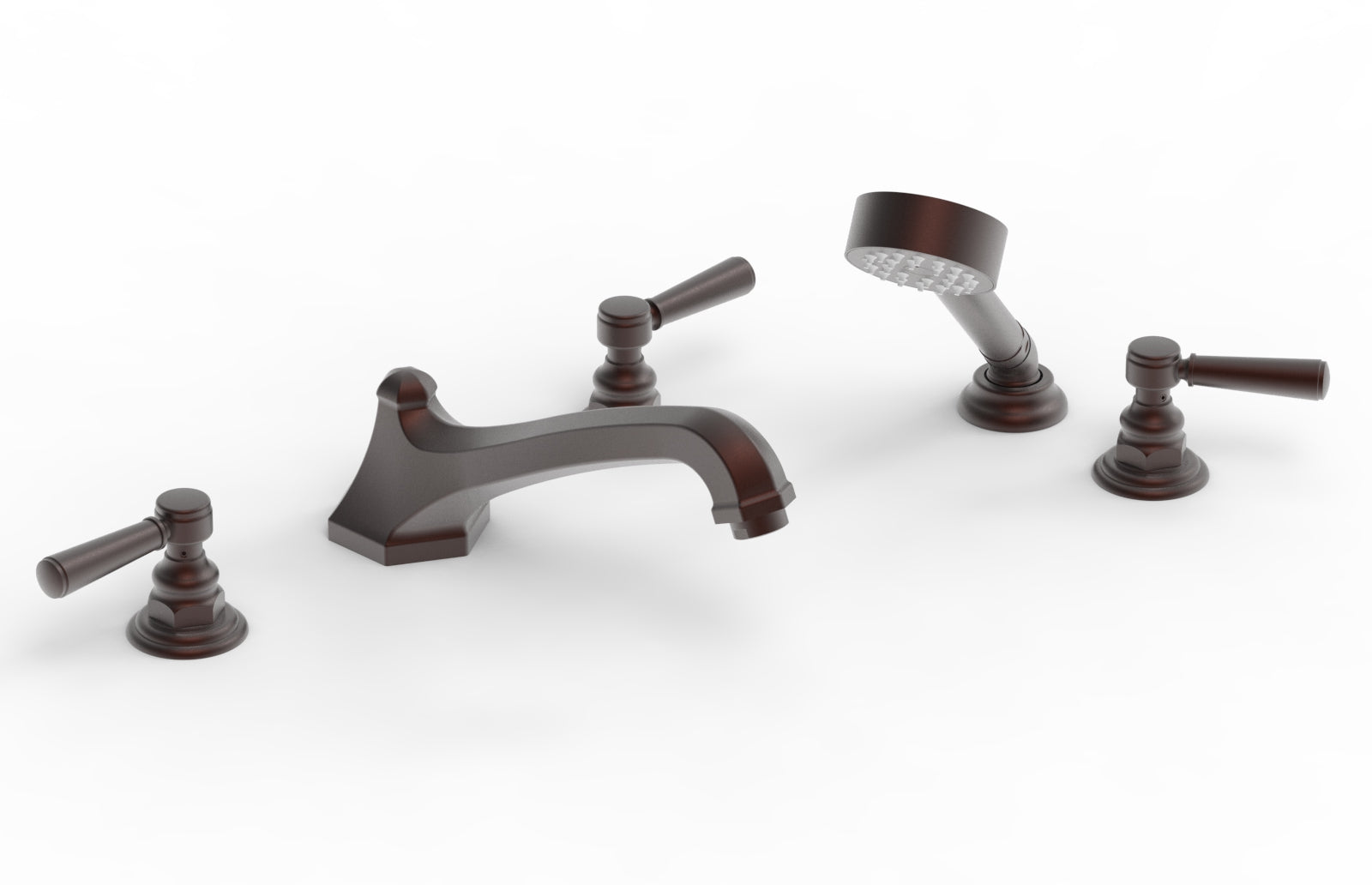 5-1/2" - Weathered Copper - HEX TRADITIONAL Deck Tub Set with Hand Shower 500-49 by Phylrich - New York Hardware