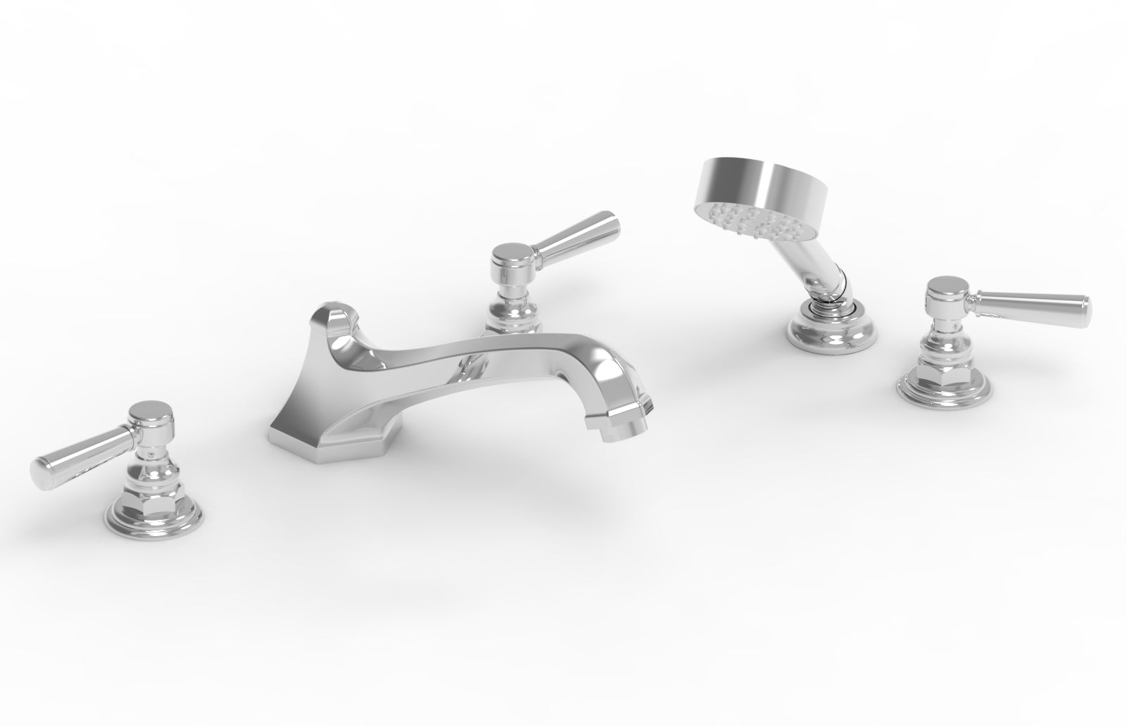 5-1/2" - Satin Brass - HEX TRADITIONAL Deck Tub Set with Hand Shower 500-49 by Phylrich - New York Hardware