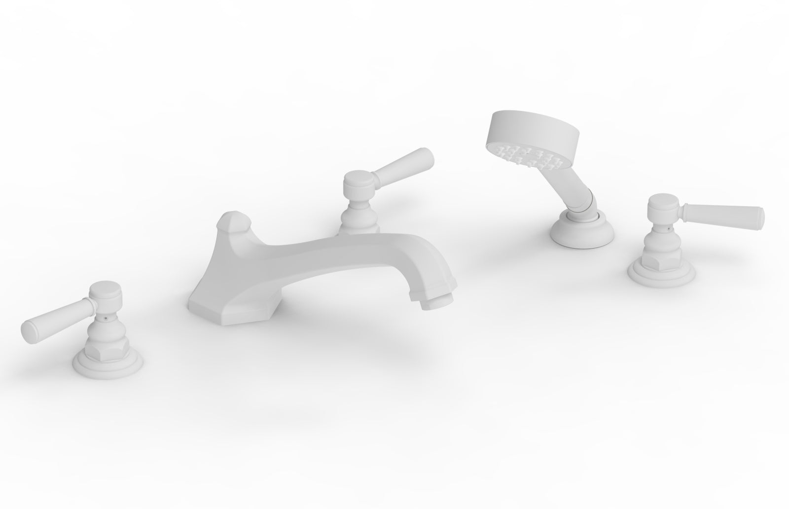 5-1/2" - Satin White - HEX TRADITIONAL Deck Tub Set with Hand Shower 500-49 by Phylrich - New York Hardware