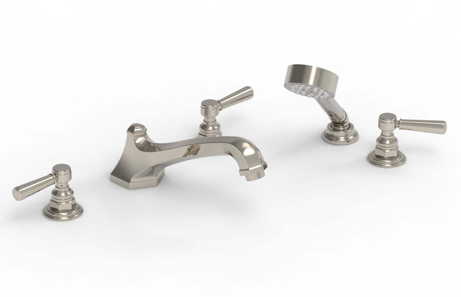 5-1/2" - Polished Chrome - HEX TRADITIONAL Deck Tub Set with Hand Shower 500-49 by Phylrich - New York Hardware