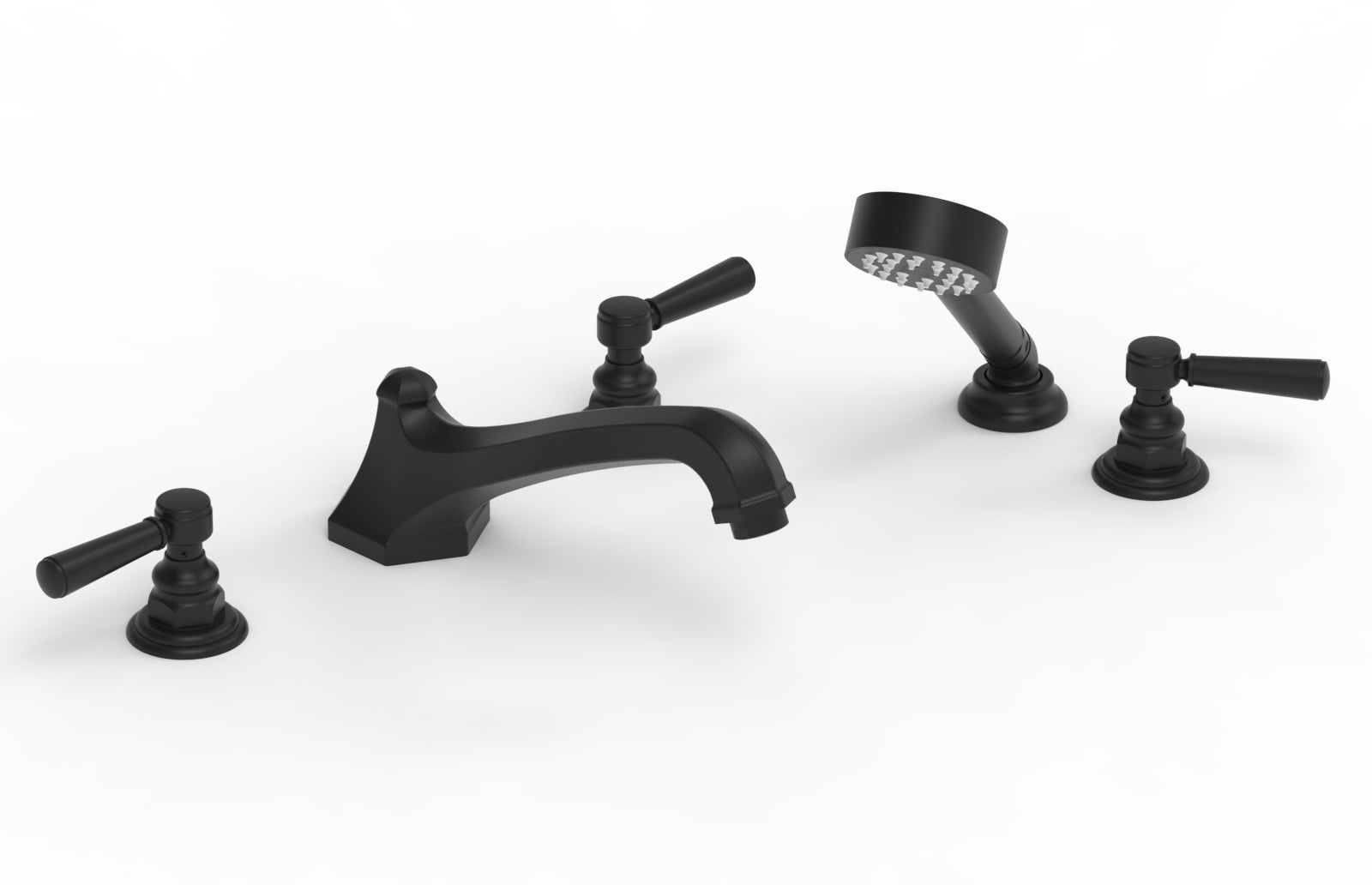 5-1/2" - Matte Black - HEX TRADITIONAL Deck Tub Set with Hand Shower 500-49 by Phylrich - New York Hardware