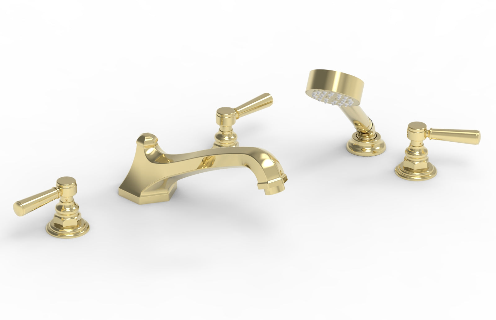 5-1/2" - Polished Brass - HEX TRADITIONAL Deck Tub Set with Hand Shower 500-49 by Phylrich - New York Hardware