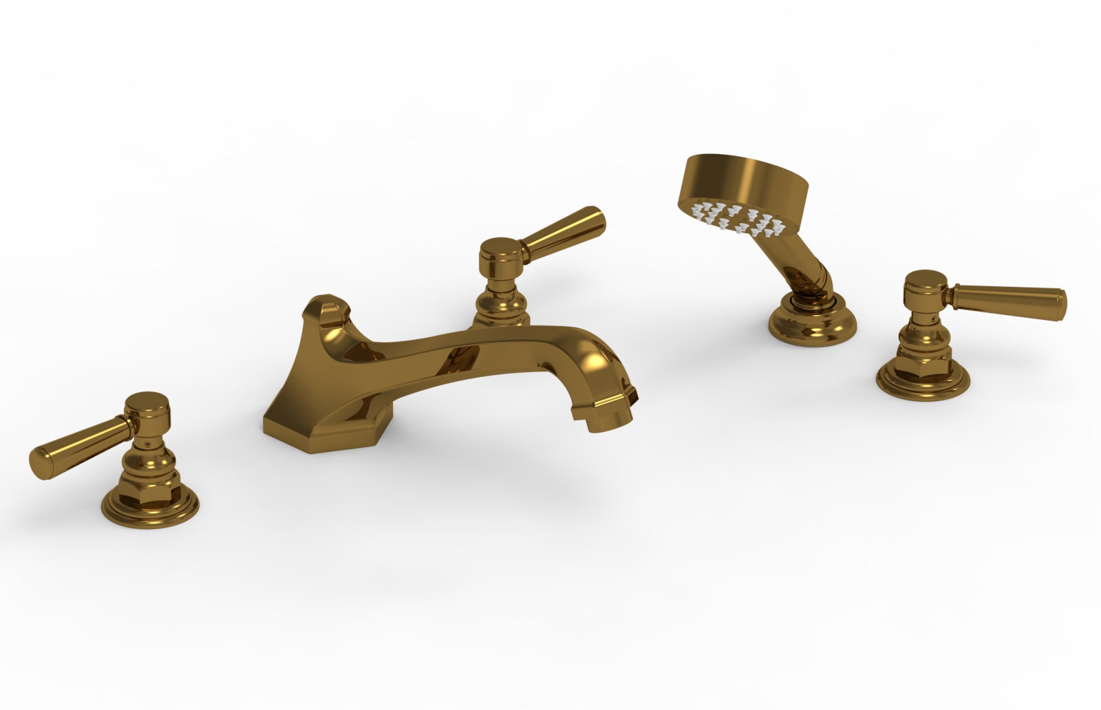 5-1/2" - French Brass - HEX TRADITIONAL Deck Tub Set with Hand Shower 500-49 by Phylrich - New York Hardware