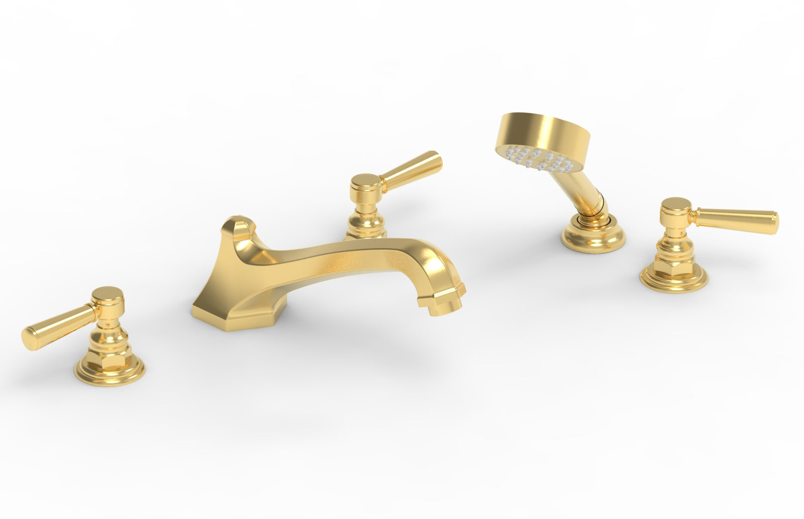 5-1/2" - Satin Gold - HEX TRADITIONAL Deck Tub Set with Hand Shower 500-49 by Phylrich - New York Hardware