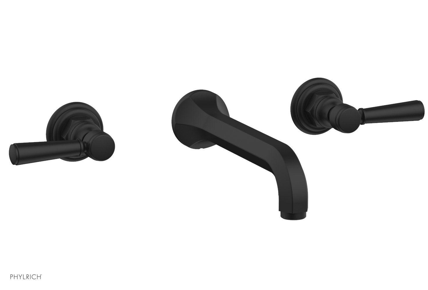 1-1/8" - Matte Black - HEX TRADITIONAL Wall Tub Set 500-57 by Phylrich - New York Hardware