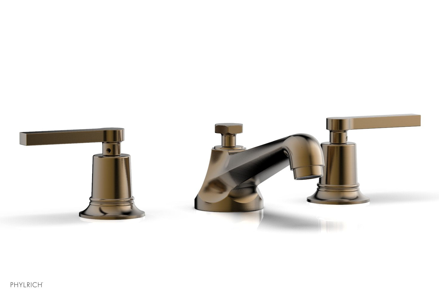 2-15/16" - Antique Brass - HEX MODERN Widespread Faucet Low Lever Handles 501-02 by Phylrich - New York Hardware