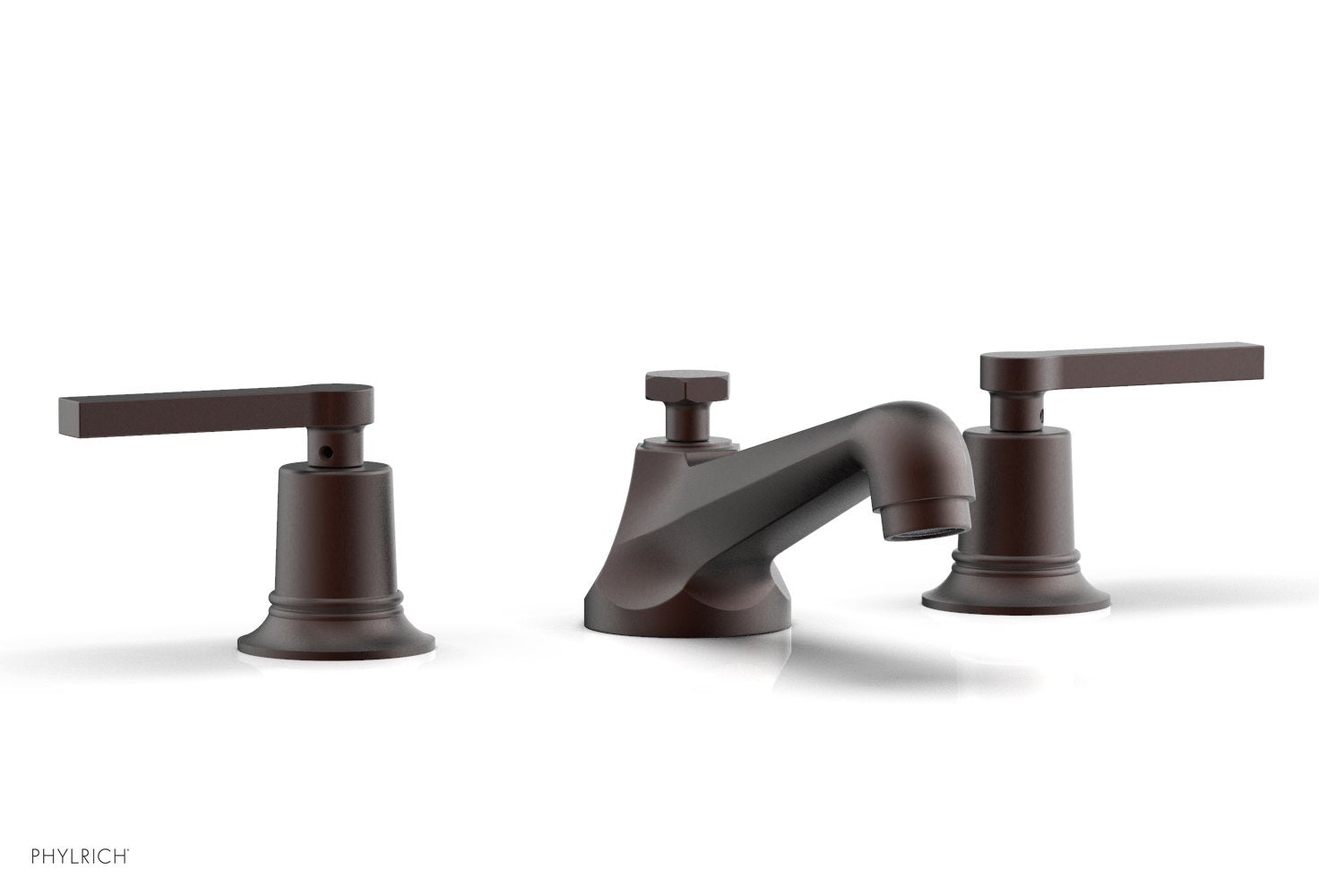 2-15/16" - Weathered Copper - HEX MODERN Widespread Faucet Low Lever Handles 501-02 by Phylrich - New York Hardware