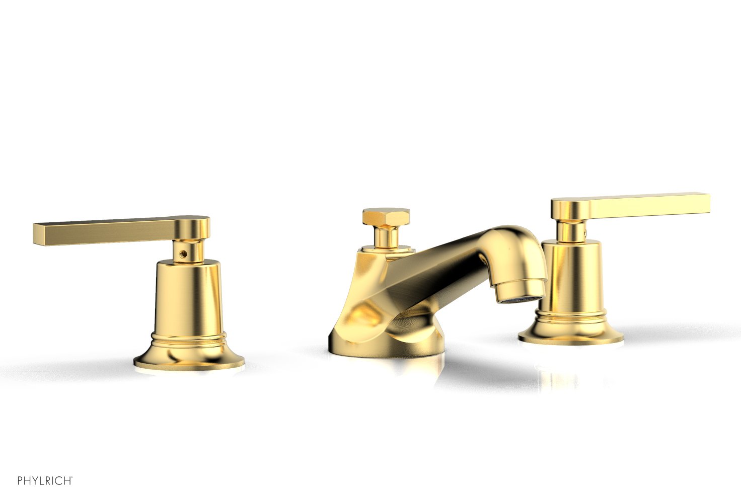 2-15/16" - Burnished Gold - HEX MODERN Widespread Faucet Low Lever Handles 501-02 by Phylrich - New York Hardware