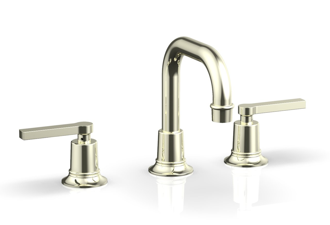 6-3/4" - Polished Brass Uncoated - HEX MODERN Widespread Faucet with Lever Handles 501-06 by Phylrich - New York Hardware