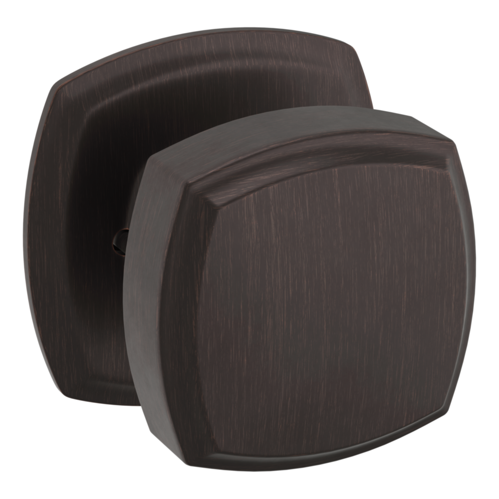 Baldwin 5011 Soft Modern Square Knob Set with 5058 Square Rose Venetian Bronze / Privacy / Reversible