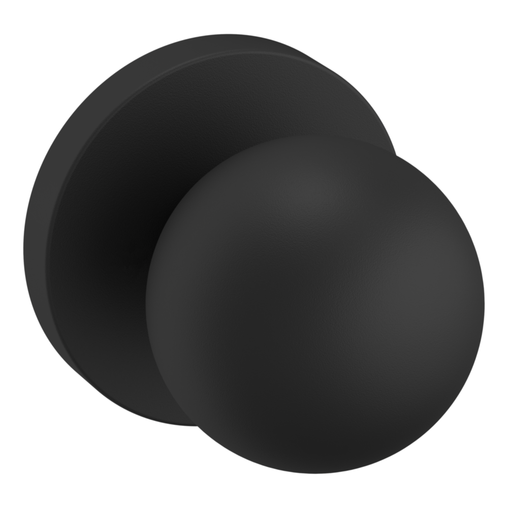 Baldwin 5041 Contemporary Round Knob Set with 5046 Rose Satin Black / Passage / Reversible