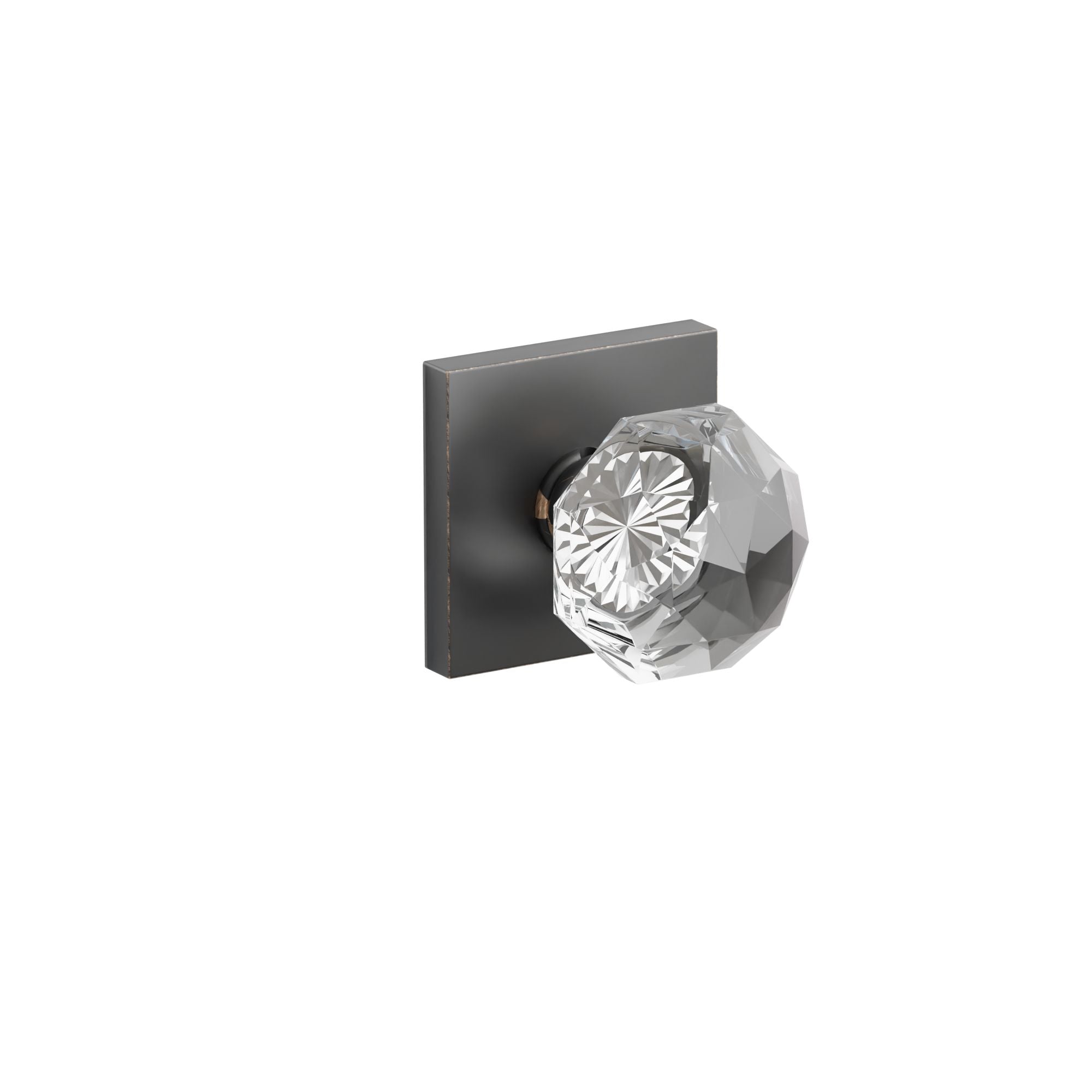 Emtek Concealed Fastener Diamond Glass Knob Set With Square Rosette