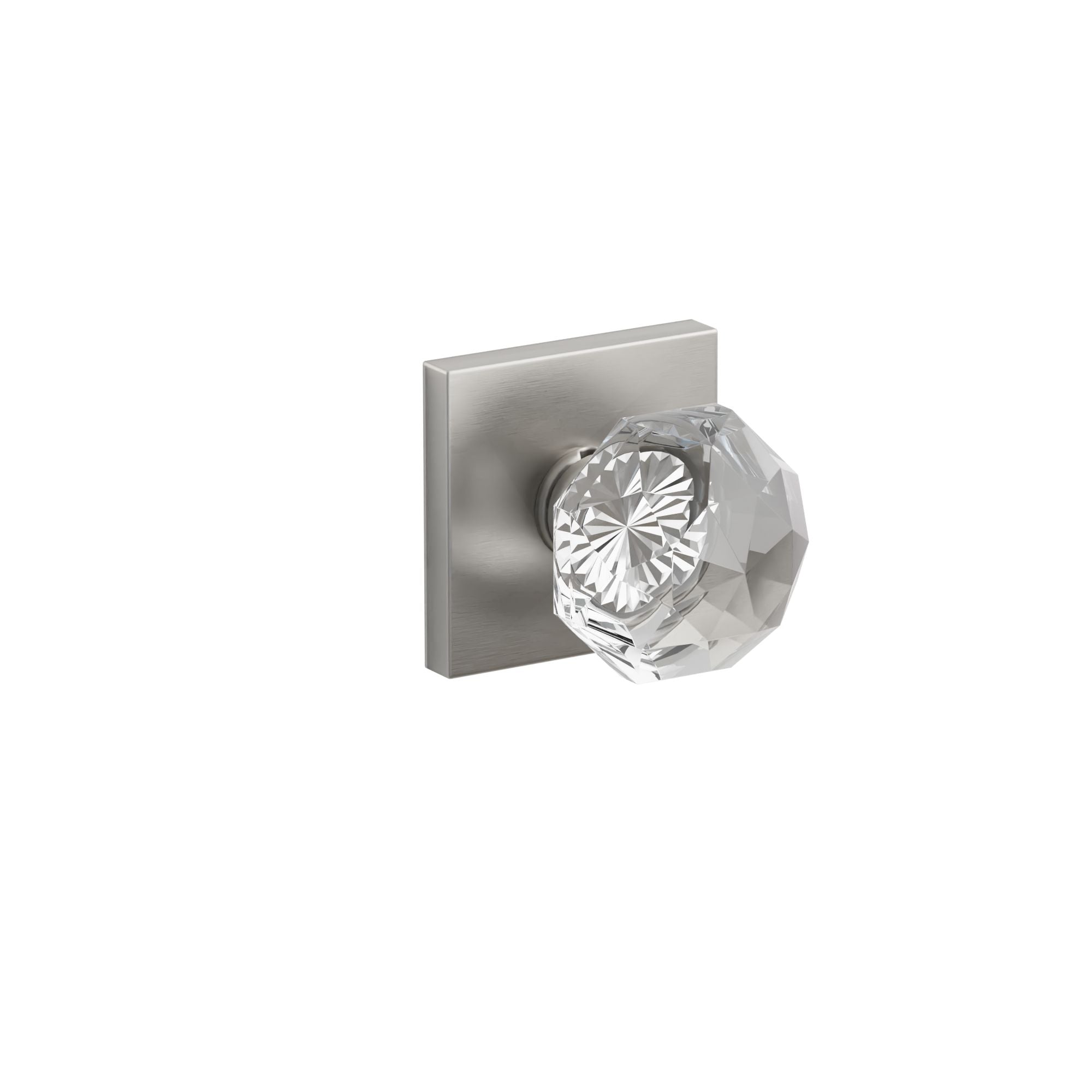 Emtek Concealed Fastener Diamond Glass Knob Set With Square Rosette