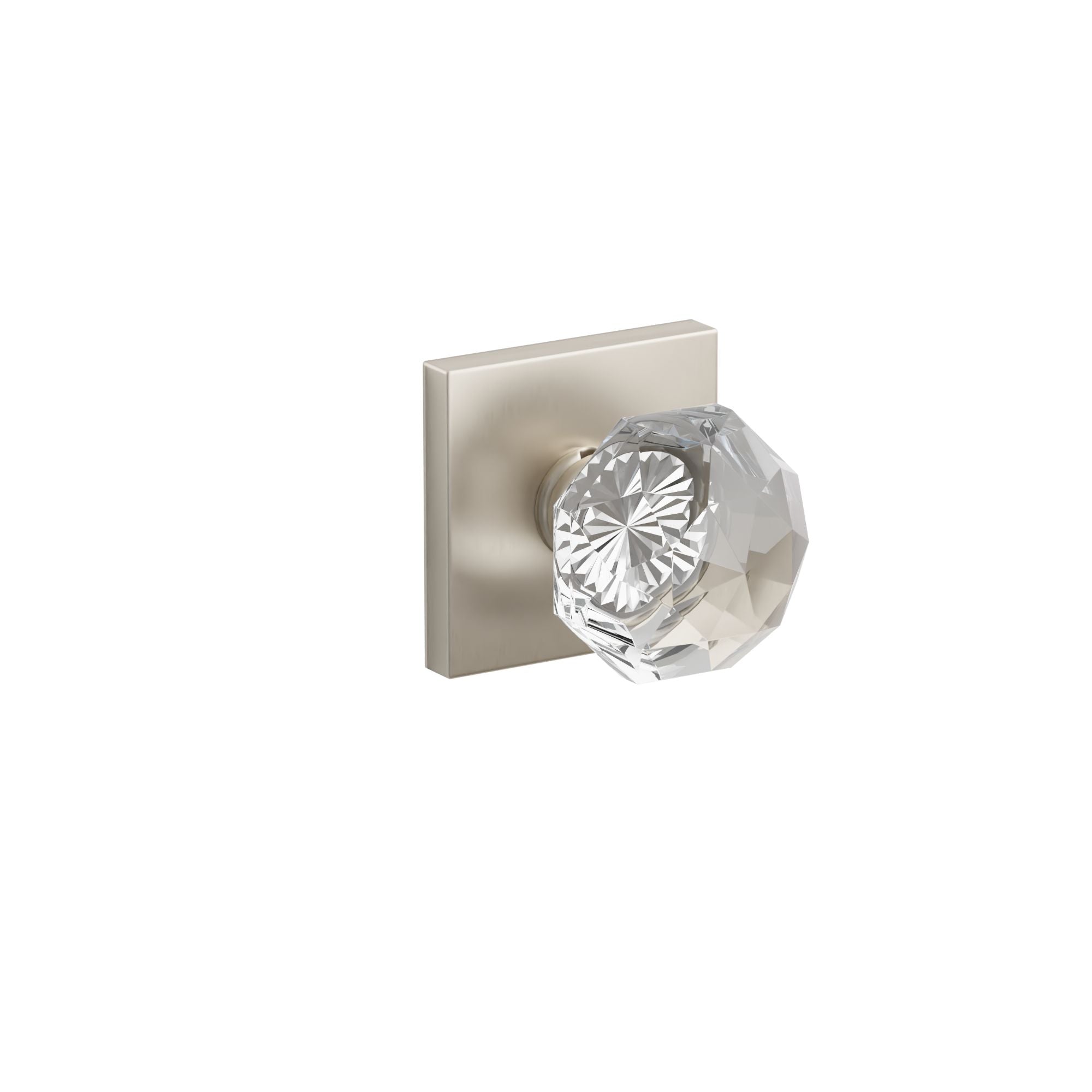 Emtek Concealed Fastener Diamond Glass Knob Set With Square Rosette