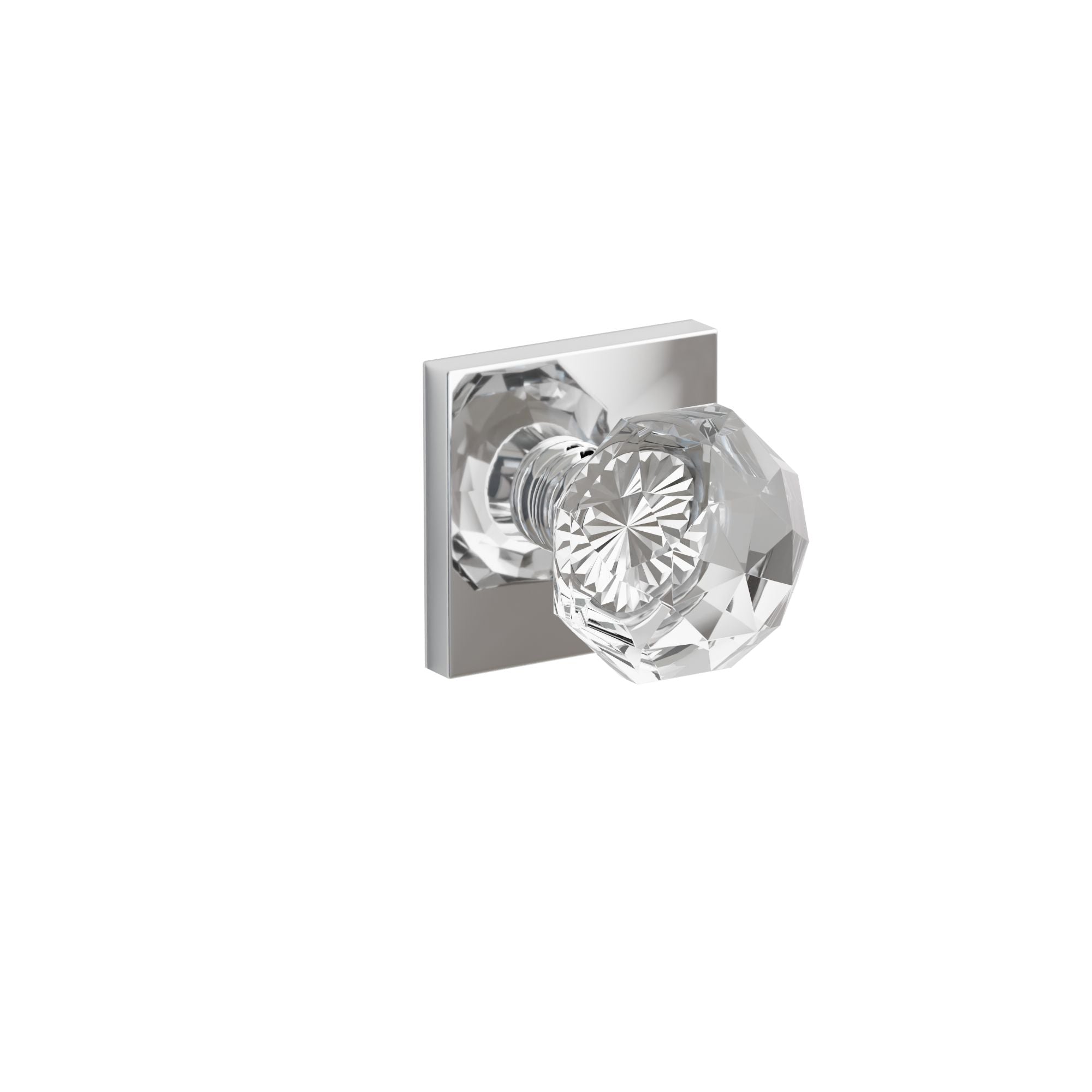 Emtek Concealed Fastener Diamond Glass Knob Set With Square Rosette