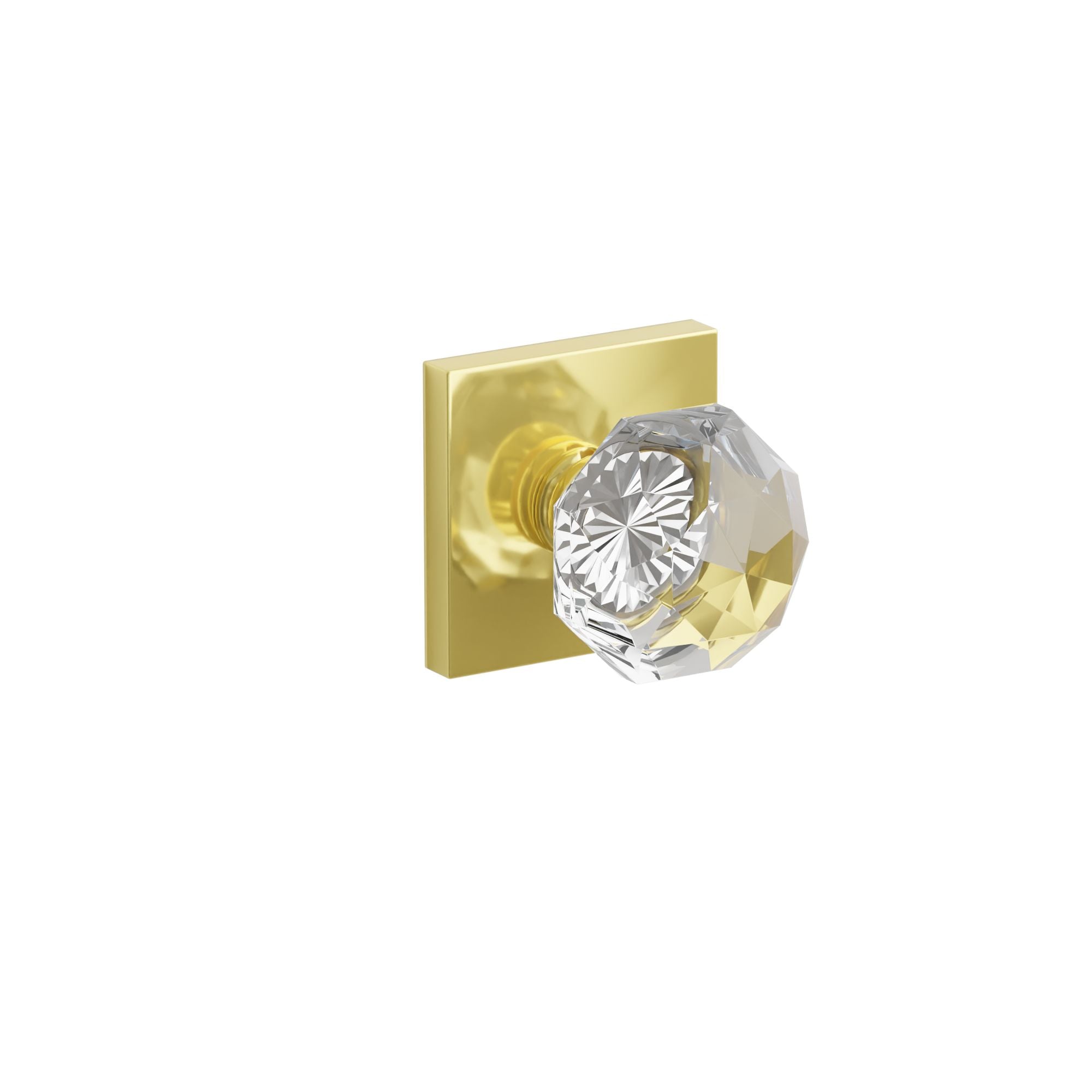 Emtek Concealed Fastener Diamond Glass Knob Set With Square Rosette