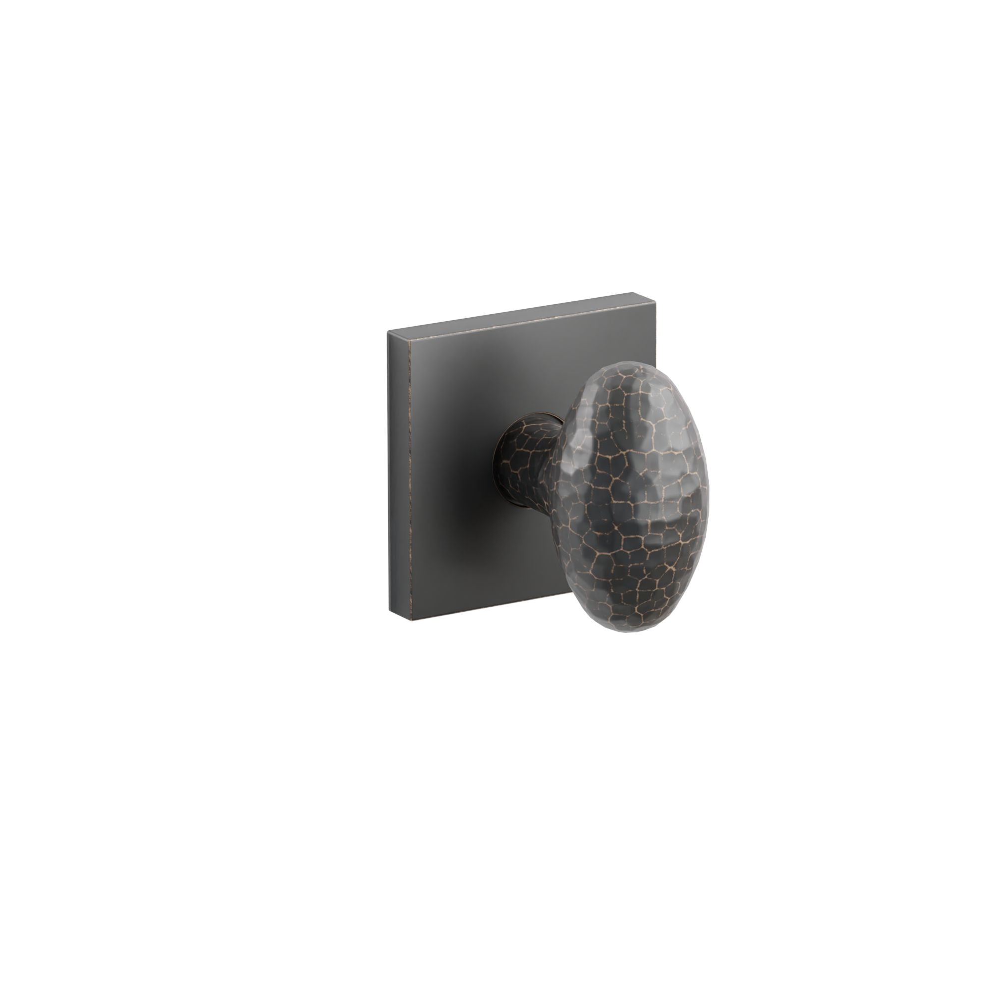 Emtek Hammered Egg Knob Set with Square Rosette