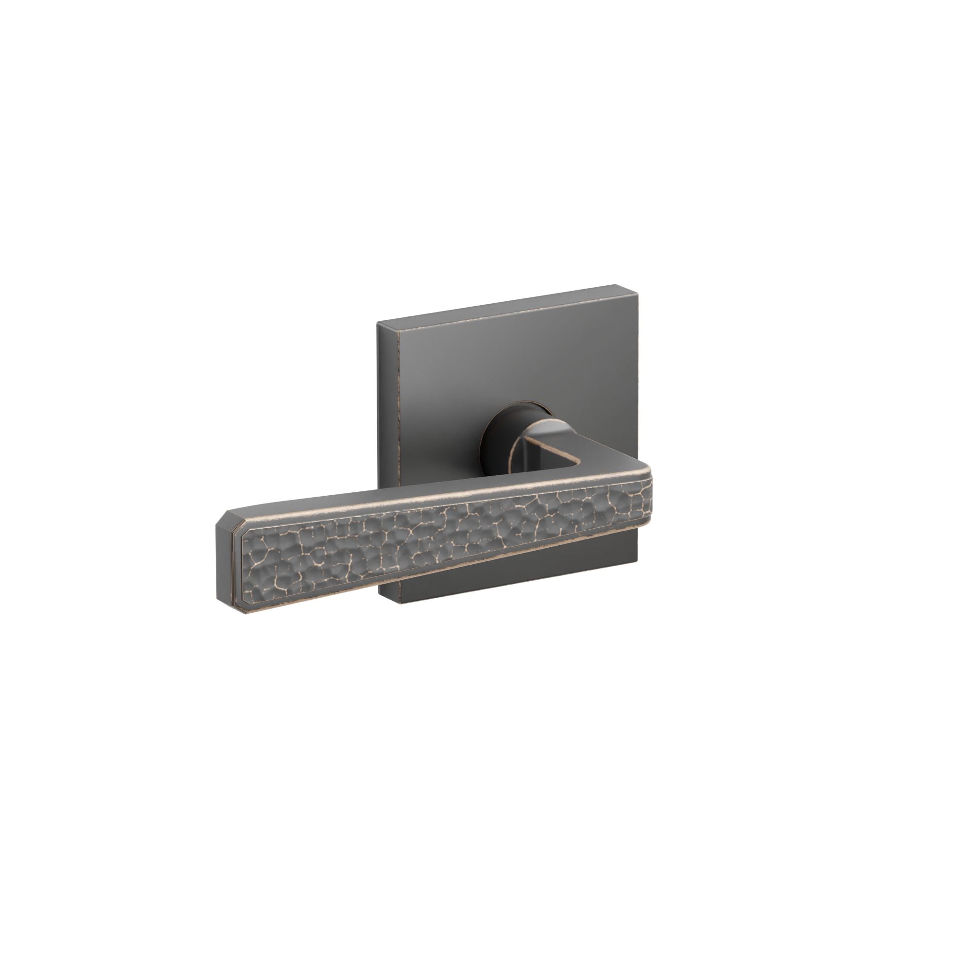 Emtek Concealed Fastener Hammered Lever Set With Square Rosette