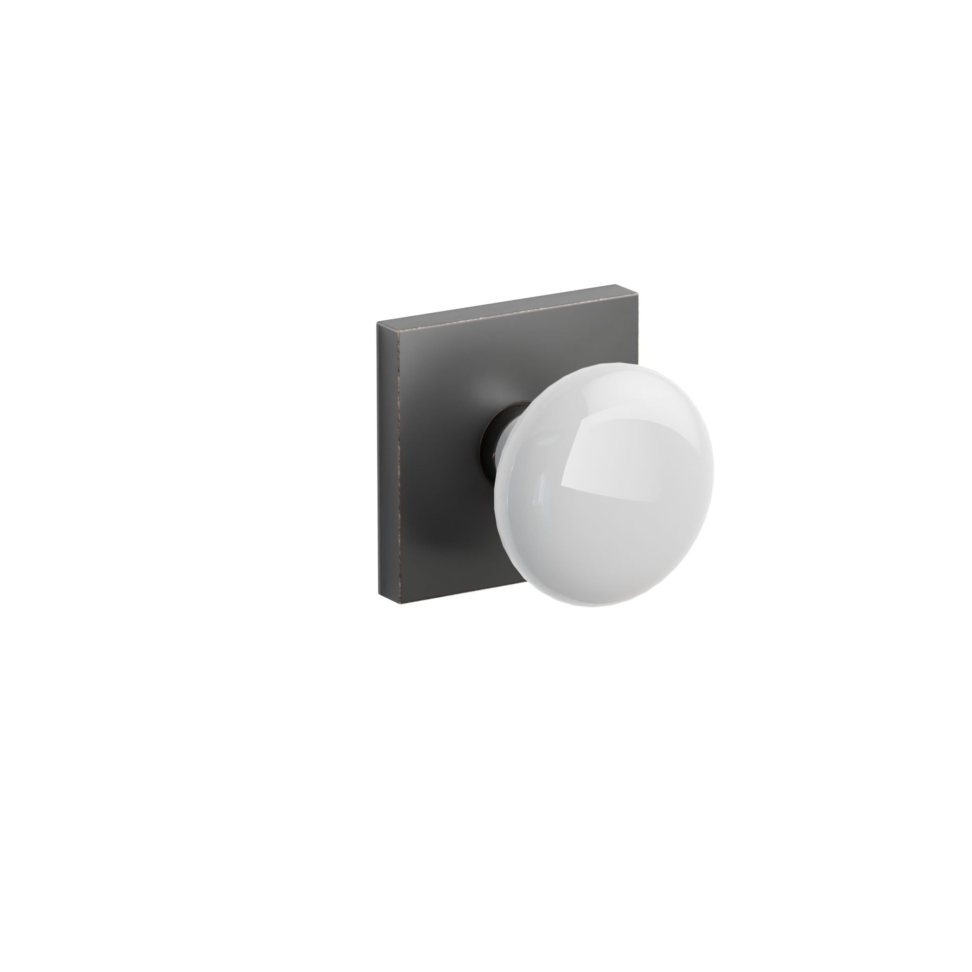 Emtek Concealed Fastener Ice White Porcelain Knob Set With Square Rosette