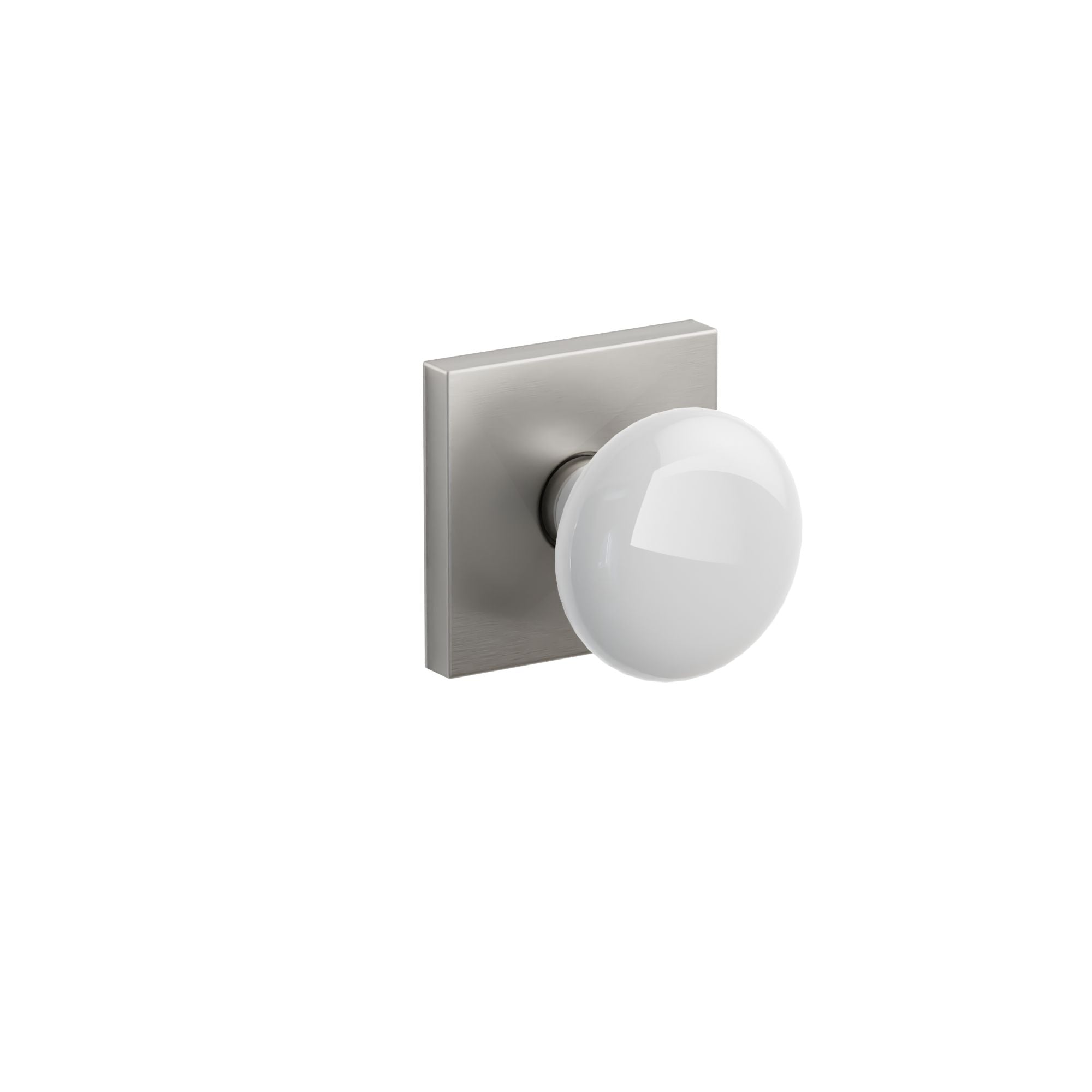 Emtek Concealed Fastener Ice White Porcelain Knob Set With Square Rosette