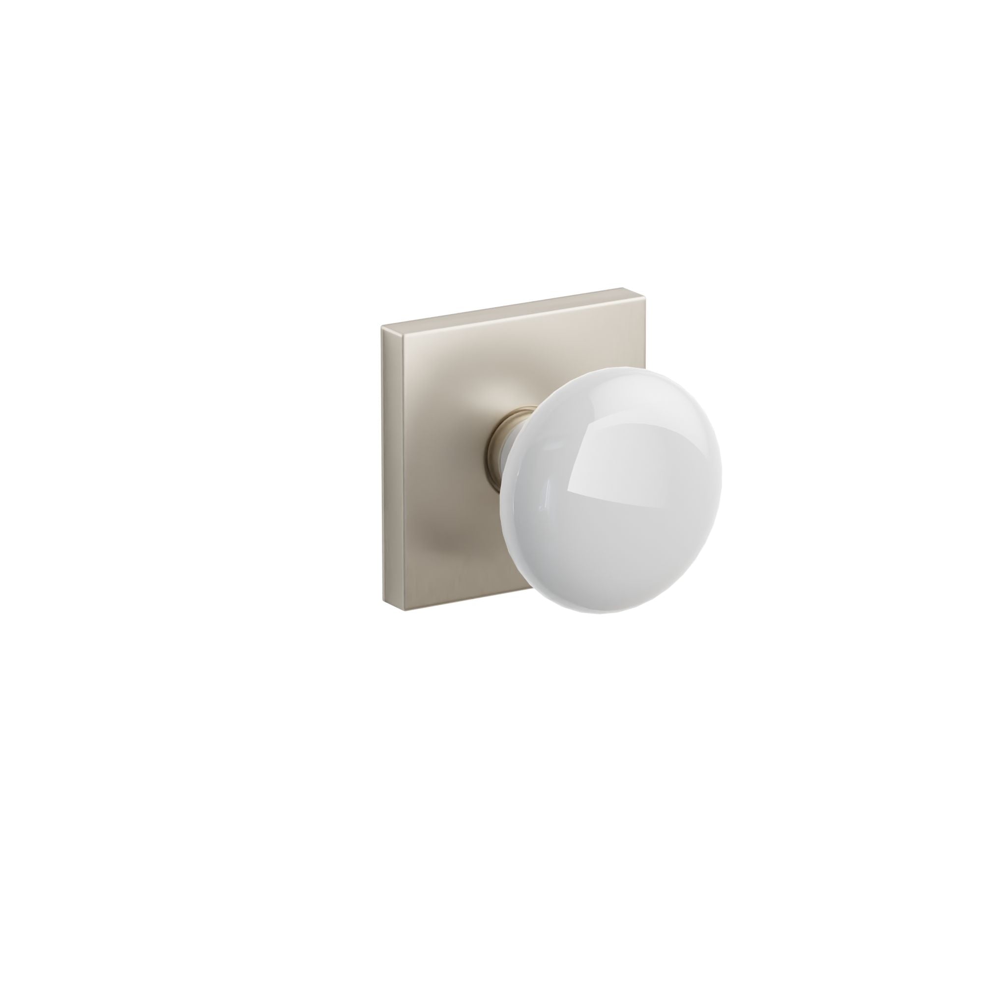 Emtek Concealed Fastener Ice White Porcelain Knob Set With Square Rosette