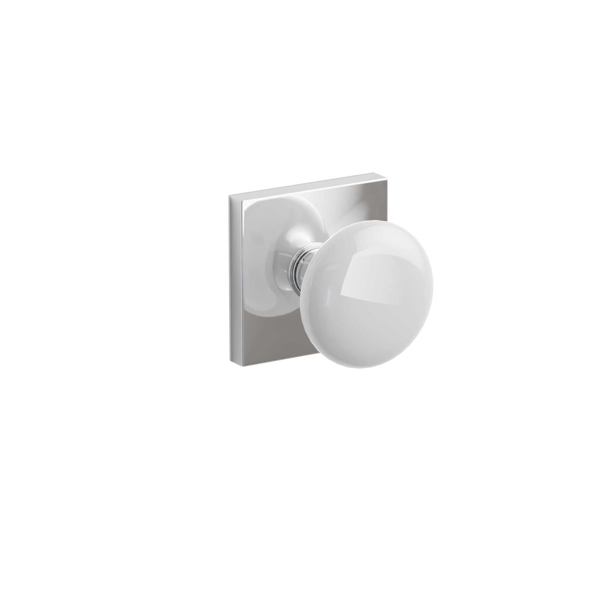 Emtek Concealed Fastener Ice White Porcelain Knob Set With Square Rosette