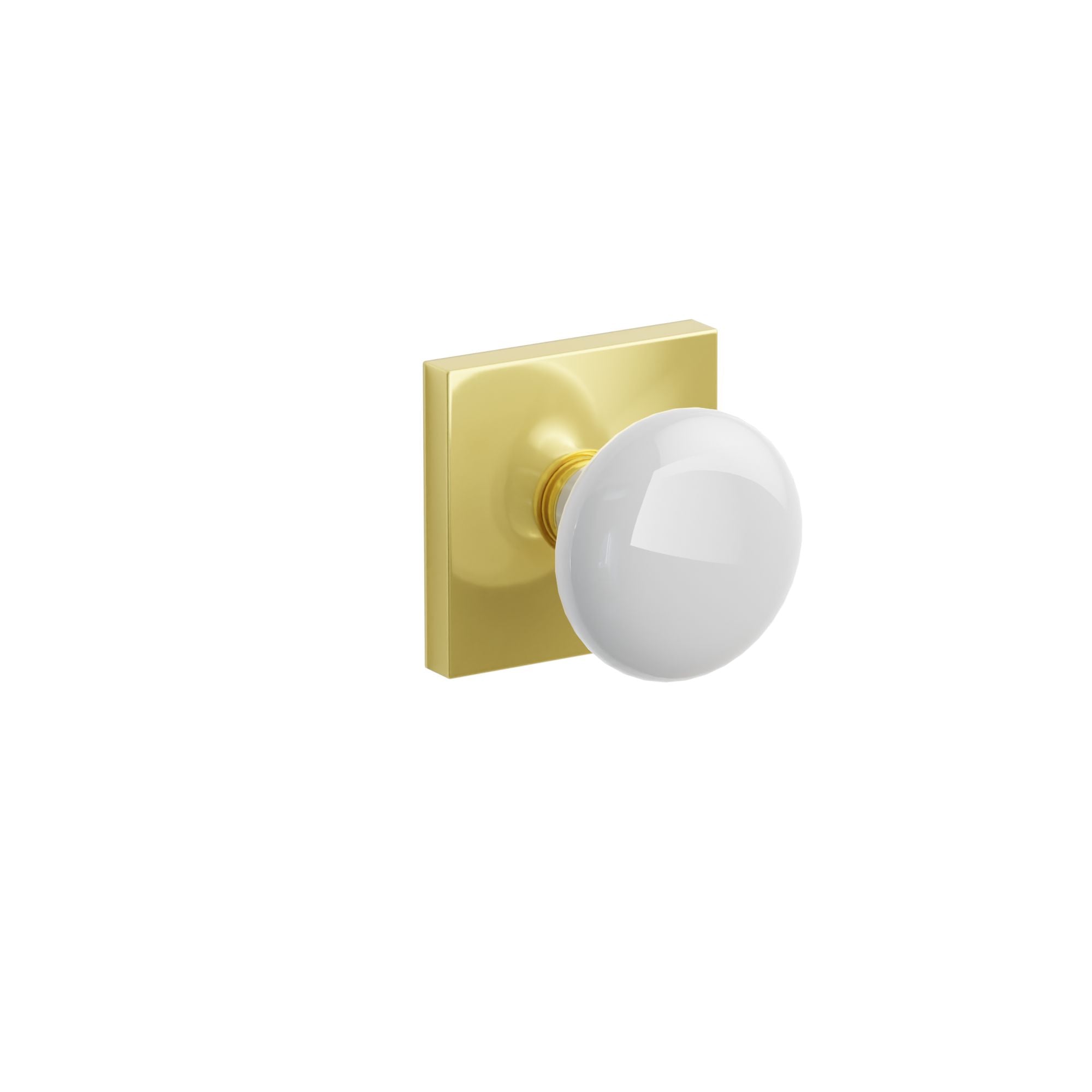 Emtek Ice White Porcelain Knob Set with Square Rosette