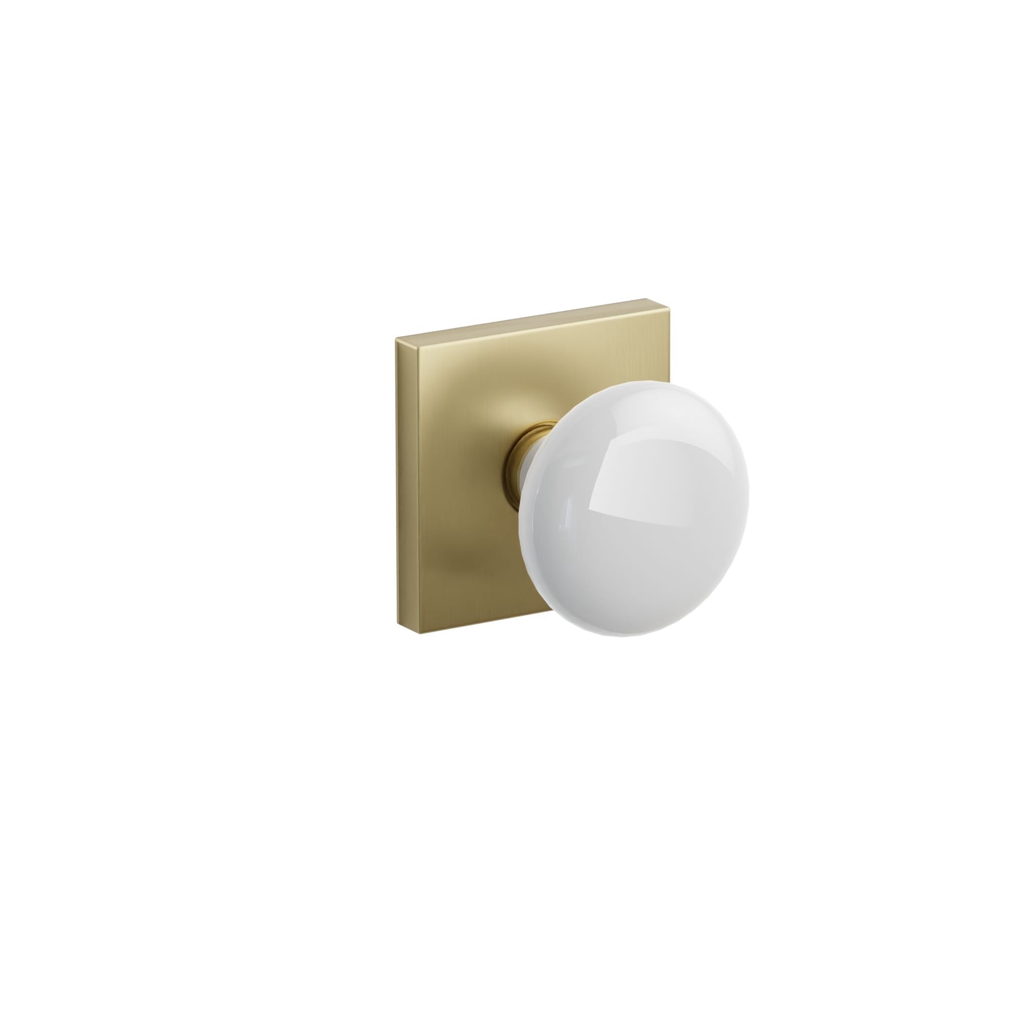 Emtek Concealed Fastener Ice White Porcelain Knob Set With Square Rosette