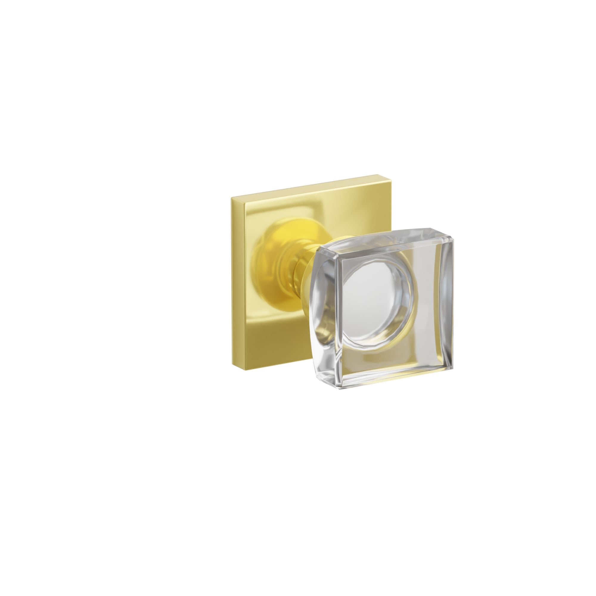 Emtek Concealed Fastener Modern Square Glass Knob Set With Square Rosette