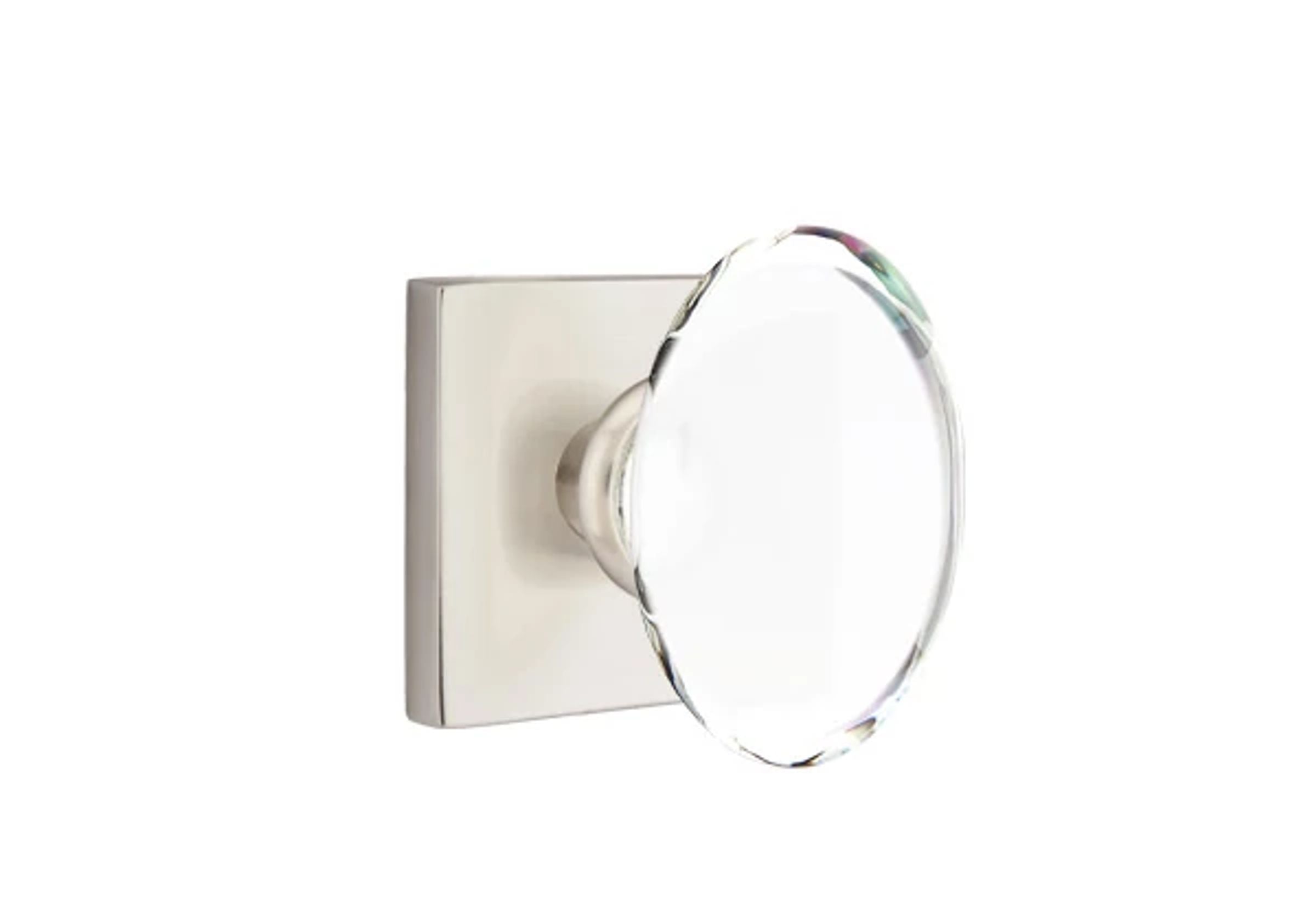 Emtek Concealed Fastener Hampton Glass Knob Set with Square Rosette