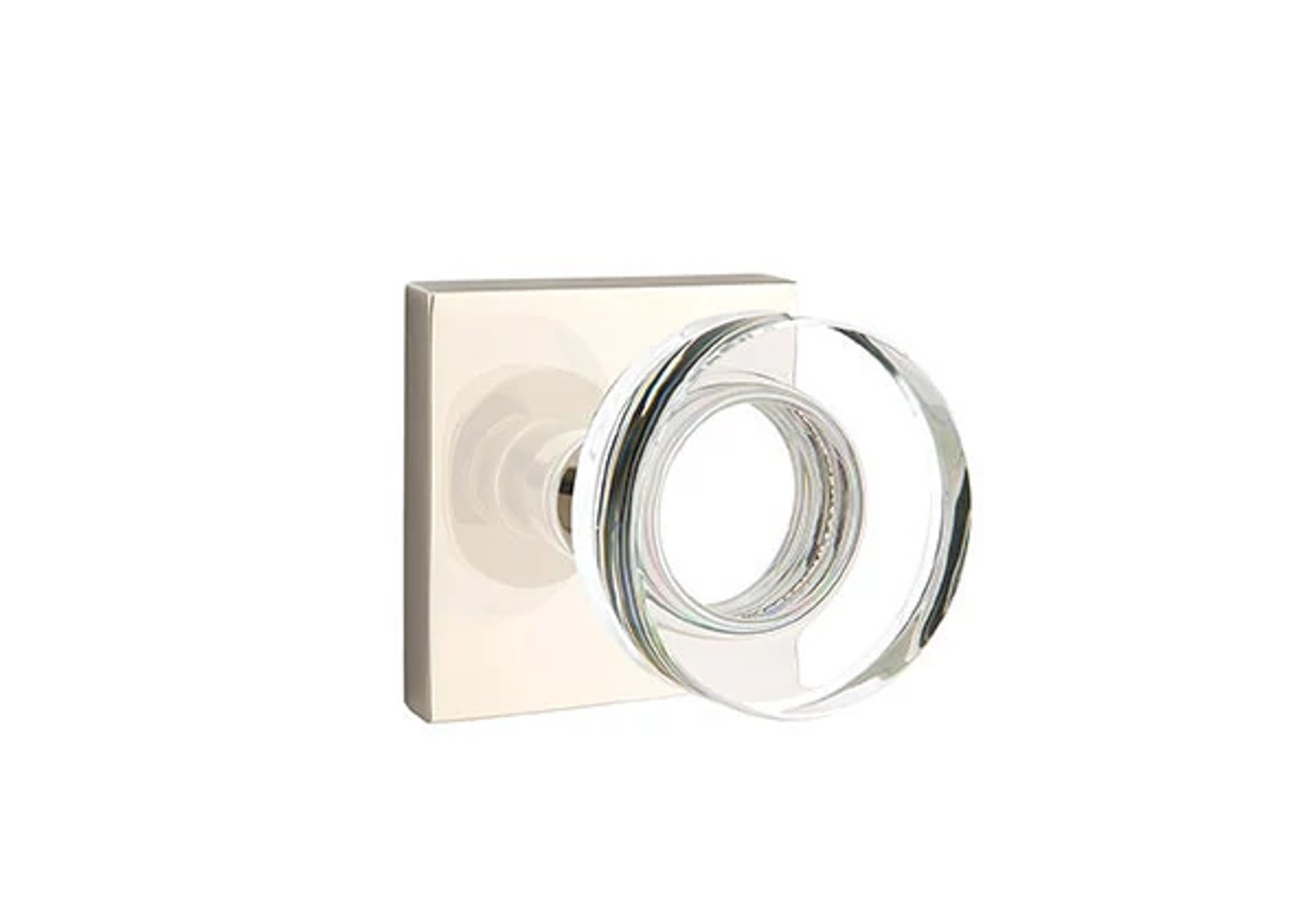 Emtek Concealed Fastener Modern Disc Glass Knob Set with Square Rosette