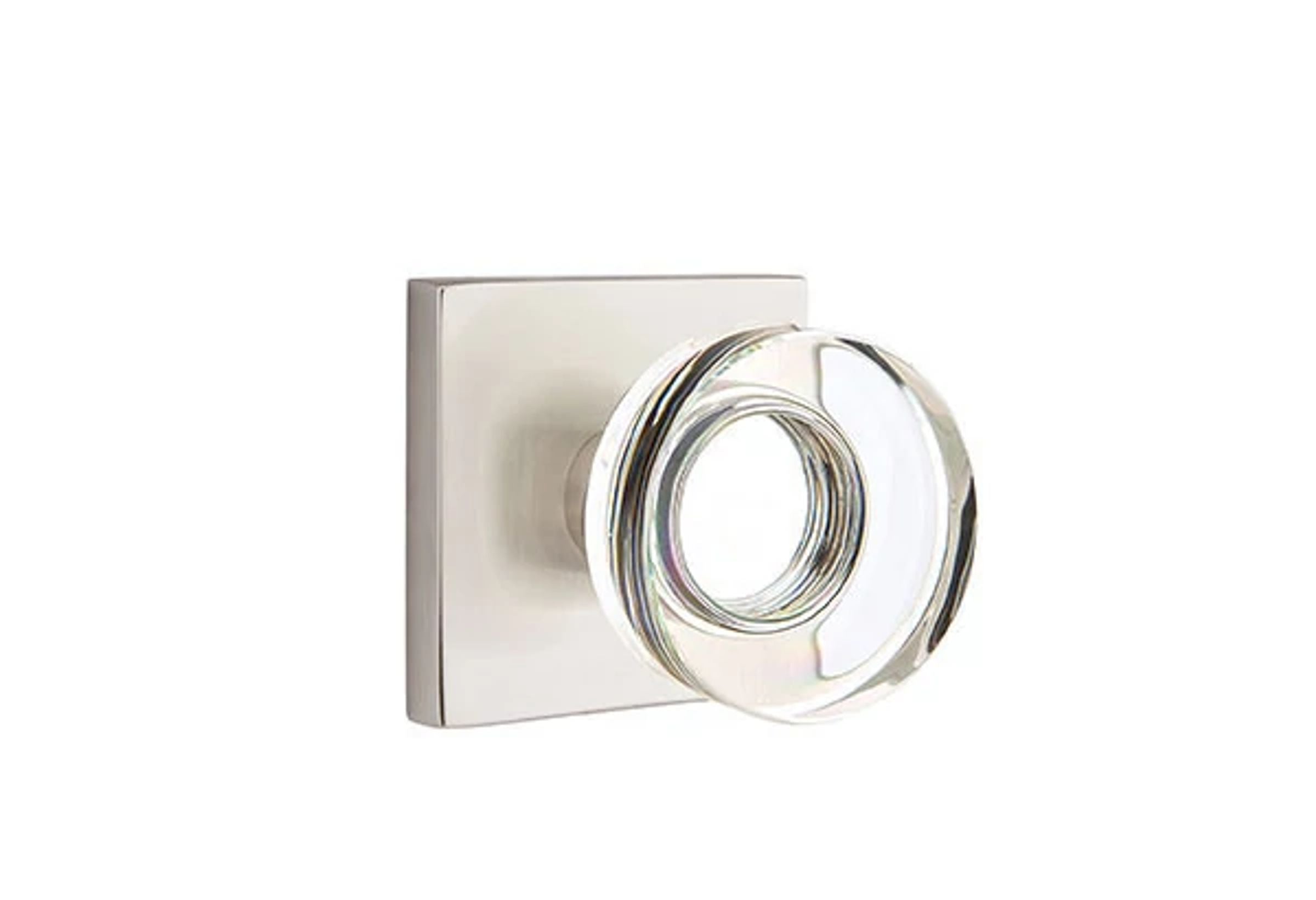Emtek Concealed Fastener Modern Disc Glass Knob Set with Square Rosette