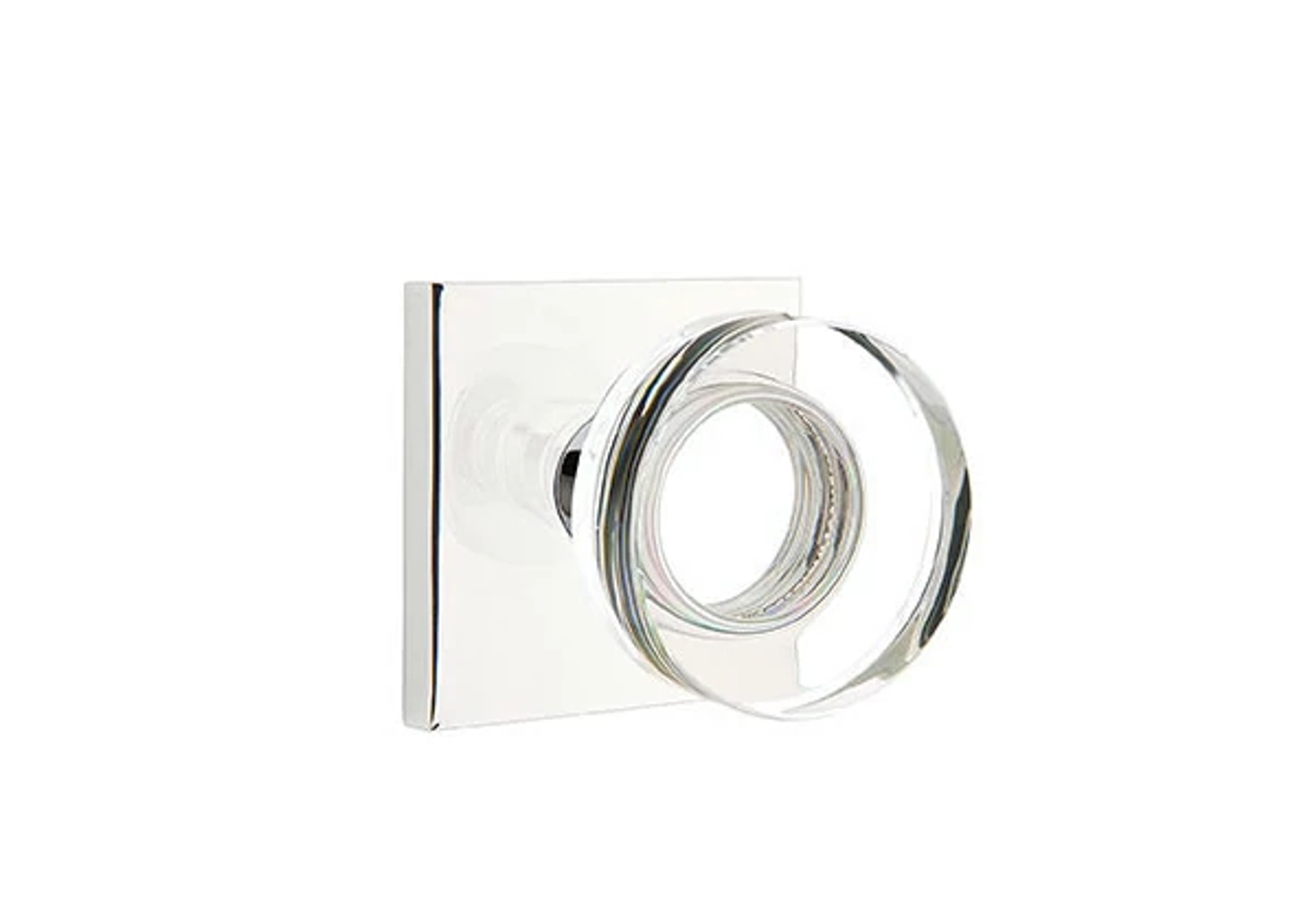 Emtek Concealed Fastener Modern Disc Glass Knob Set with Square Rosette