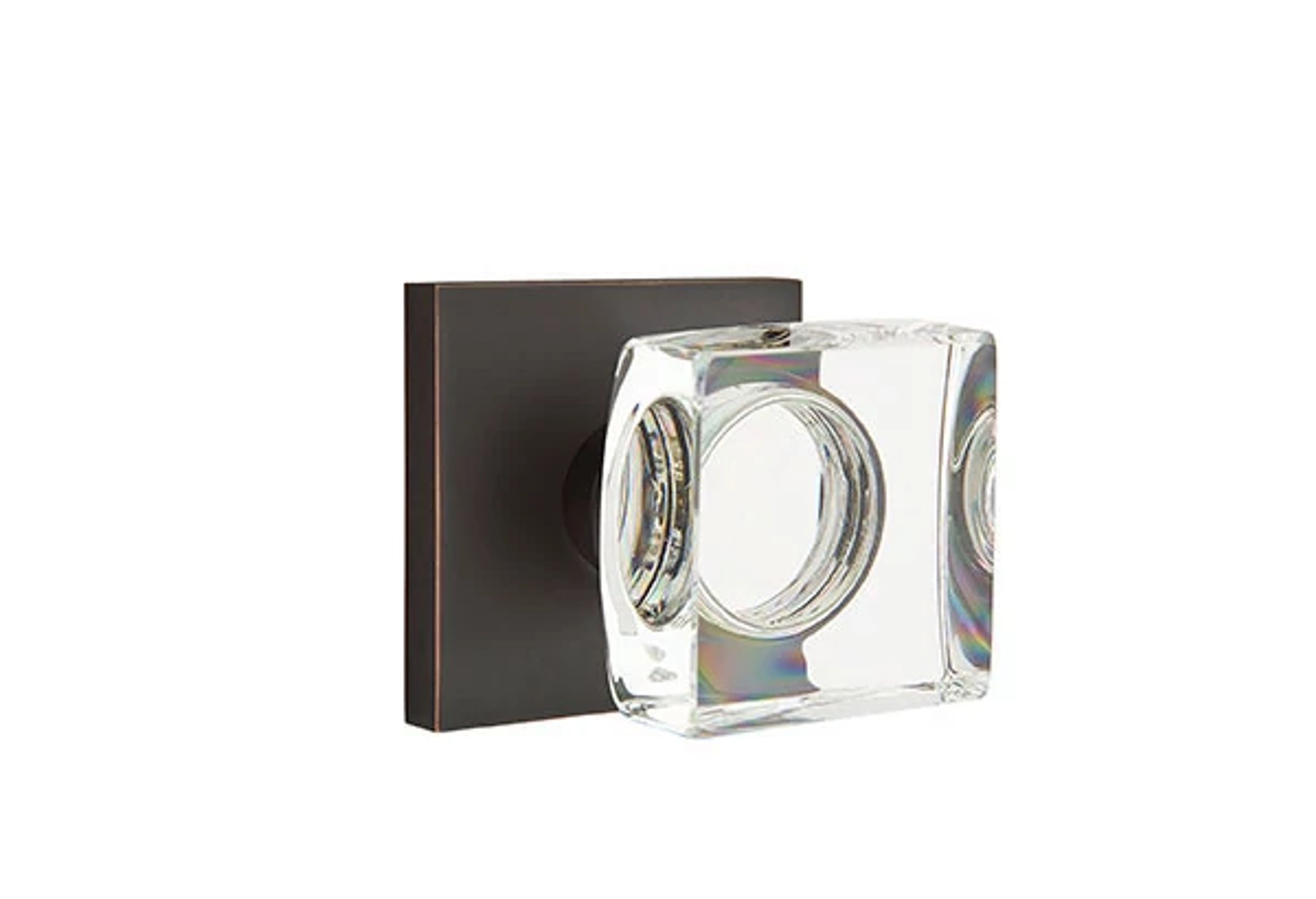 Emtek Concealed Fastener Modern Square Glass Knob Set with Square Rosette