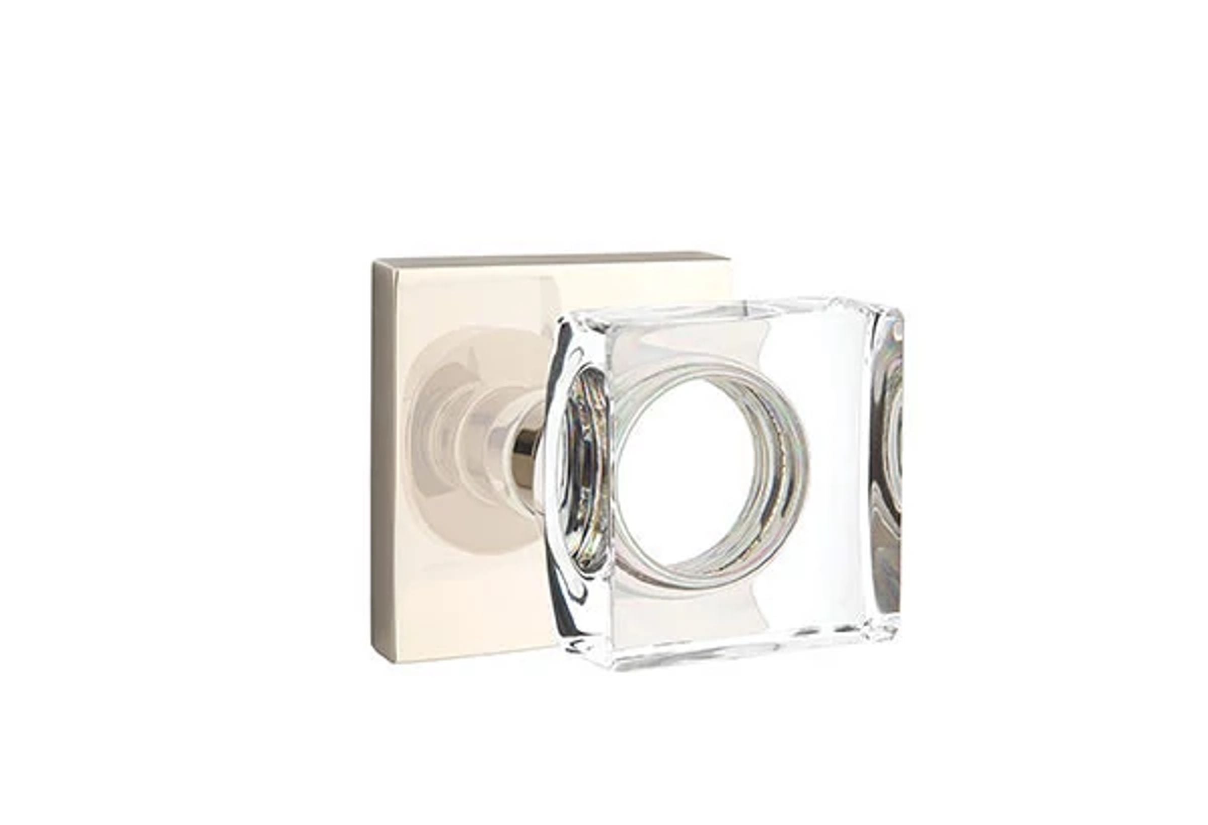 Emtek Modern Square Glass Knob Set with Square Rosette
